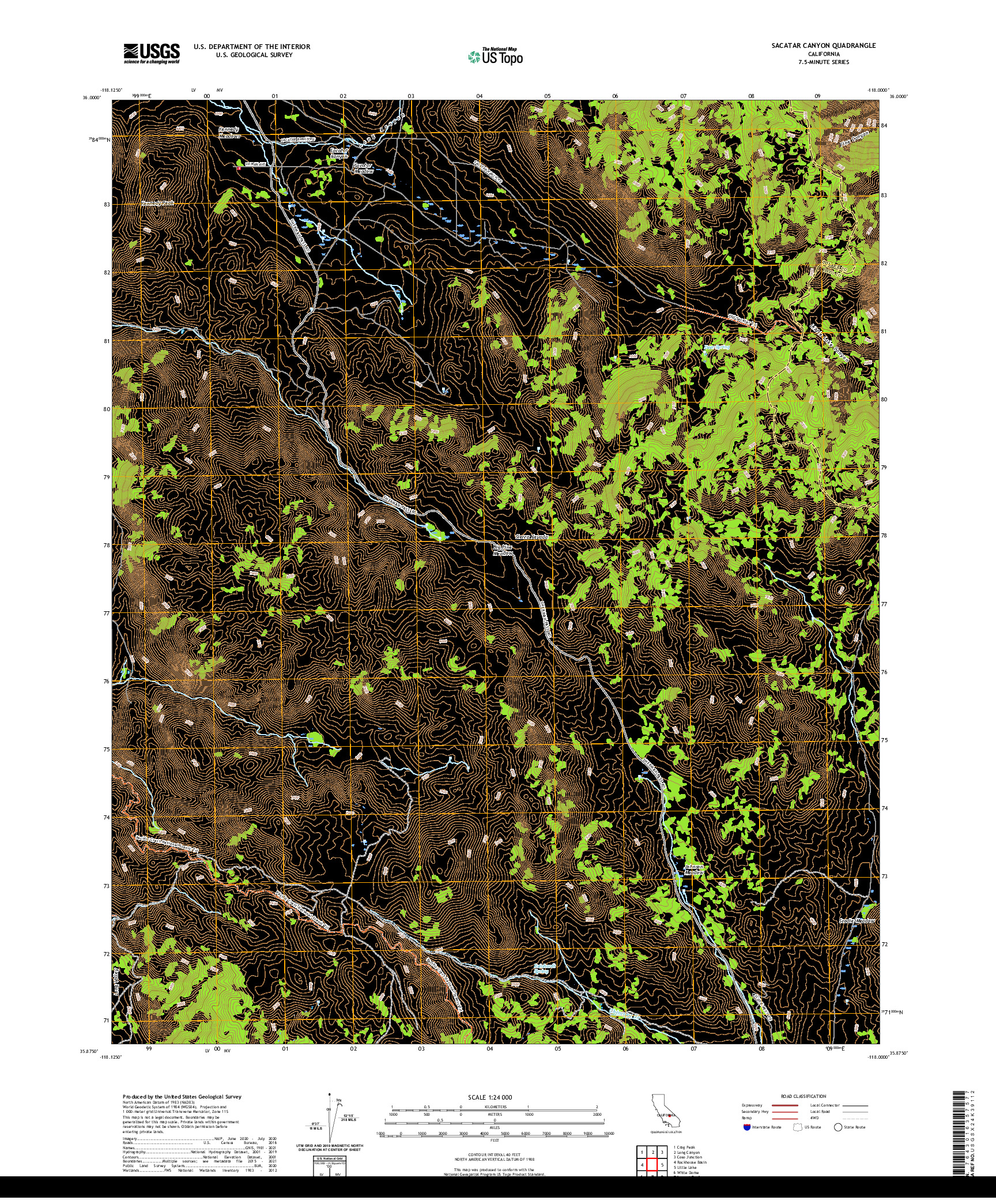 US TOPO 7.5-MINUTE MAP FOR SACATAR CANYON, CA
