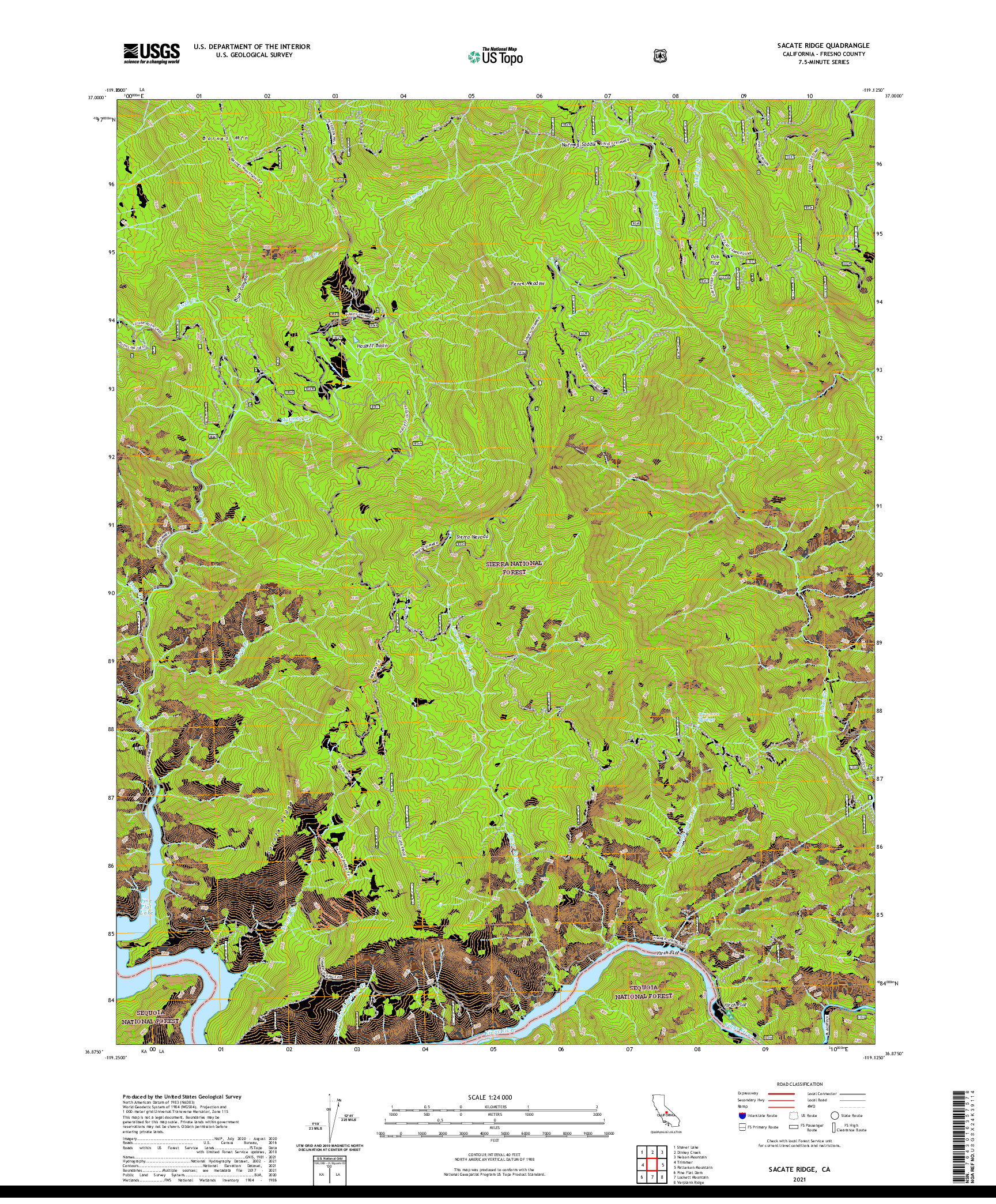 US TOPO 7.5-MINUTE MAP FOR SACATE RIDGE, CA