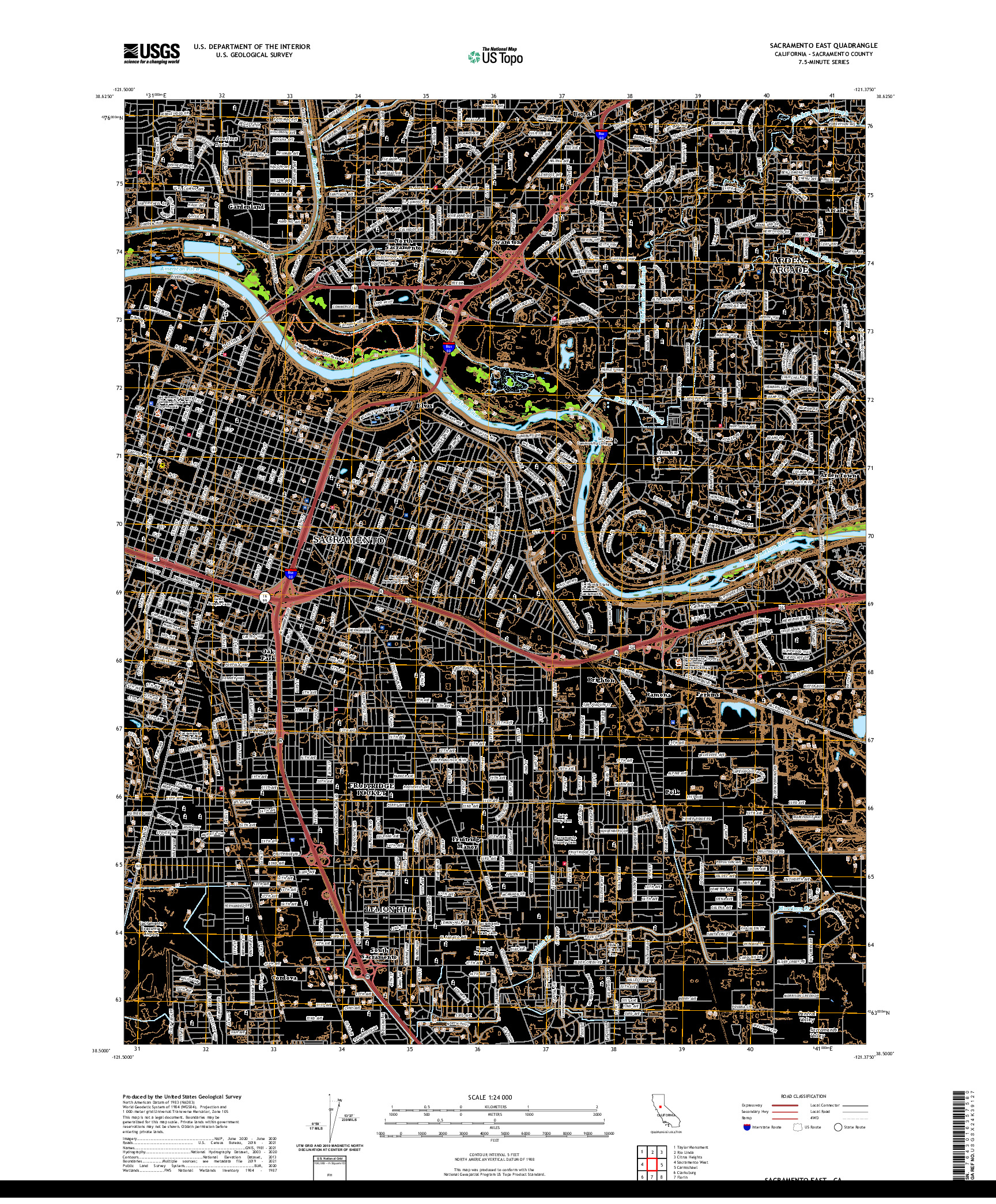 US TOPO 7.5-MINUTE MAP FOR SACRAMENTO EAST, CA