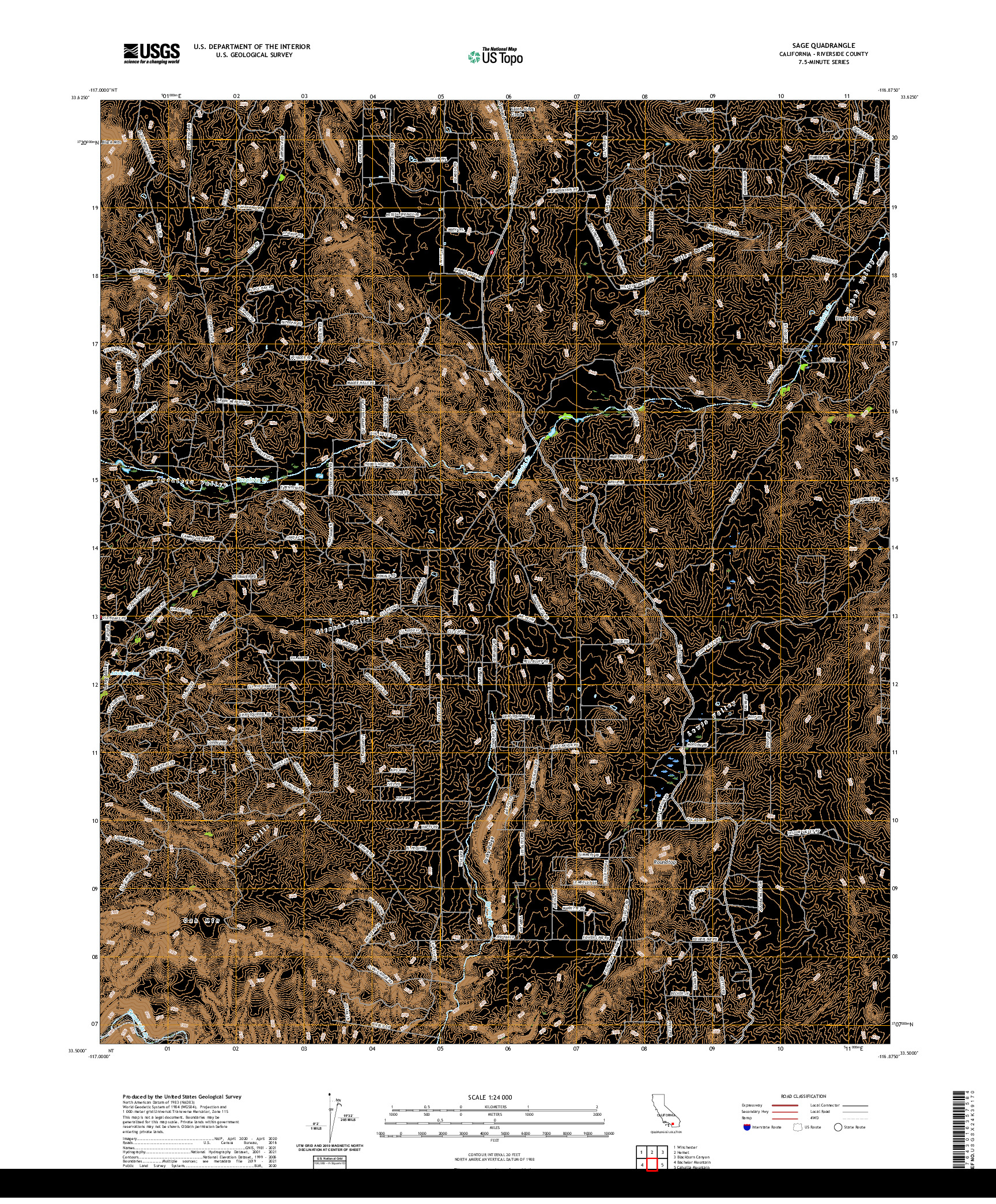 US TOPO 7.5-MINUTE MAP FOR SAGE, CA