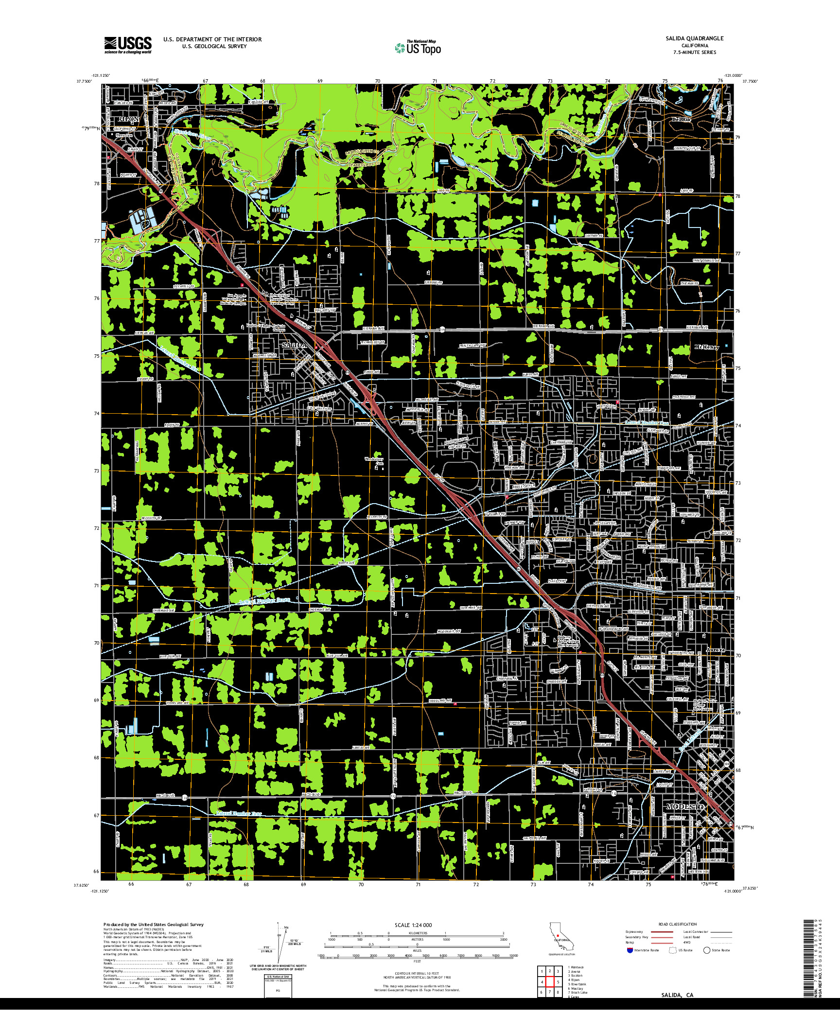 US TOPO 7.5-MINUTE MAP FOR SALIDA, CA