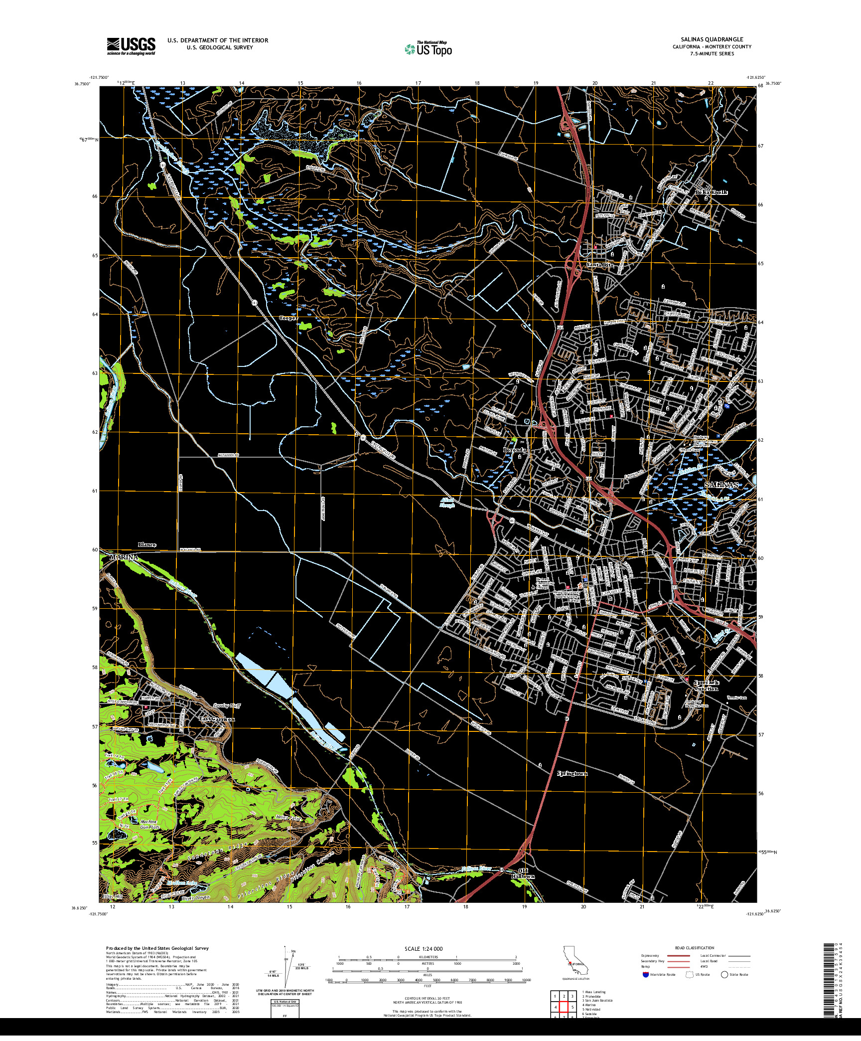 US TOPO 7.5-MINUTE MAP FOR SALINAS, CA