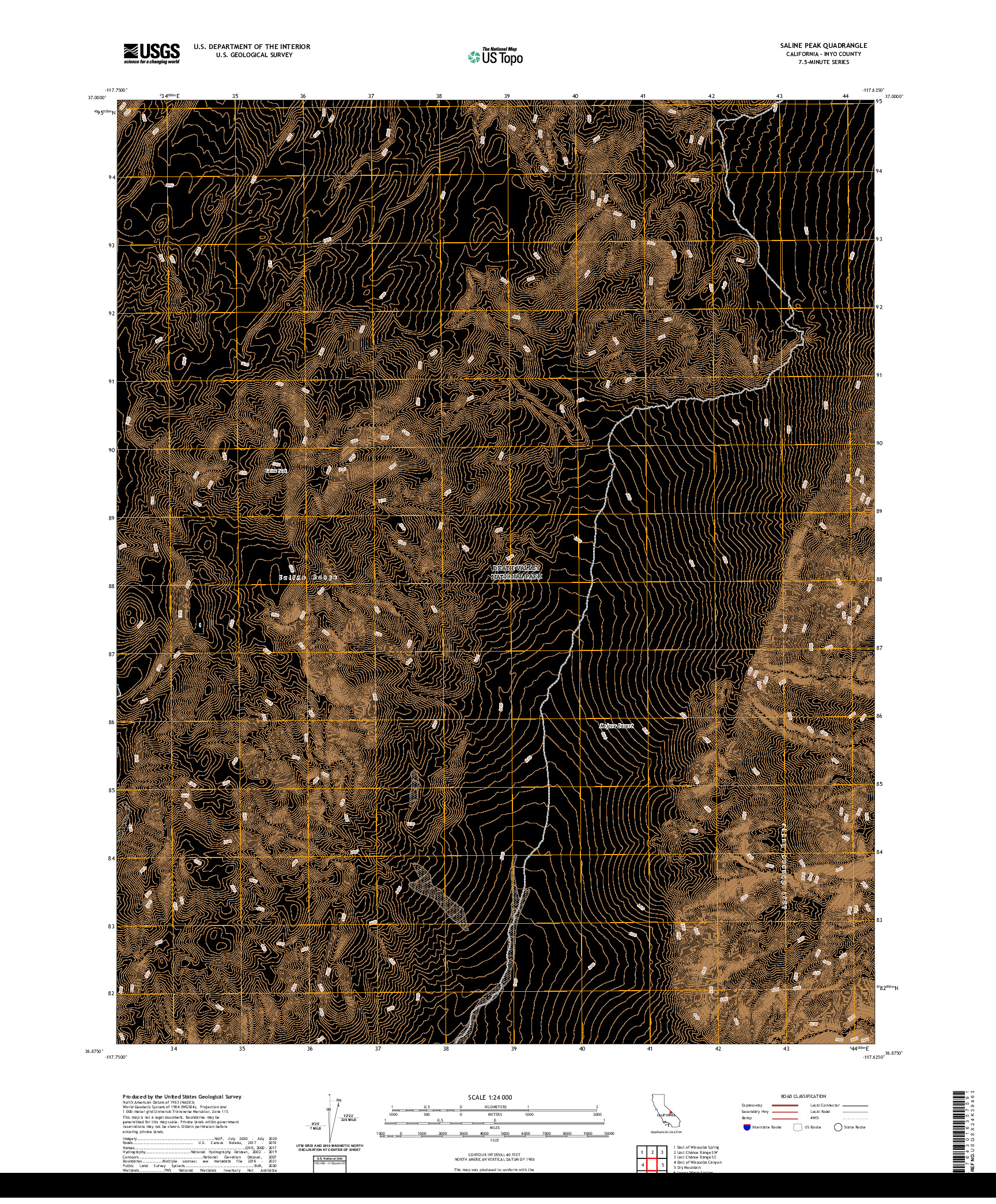 US TOPO 7.5-MINUTE MAP FOR SALINE PEAK, CA