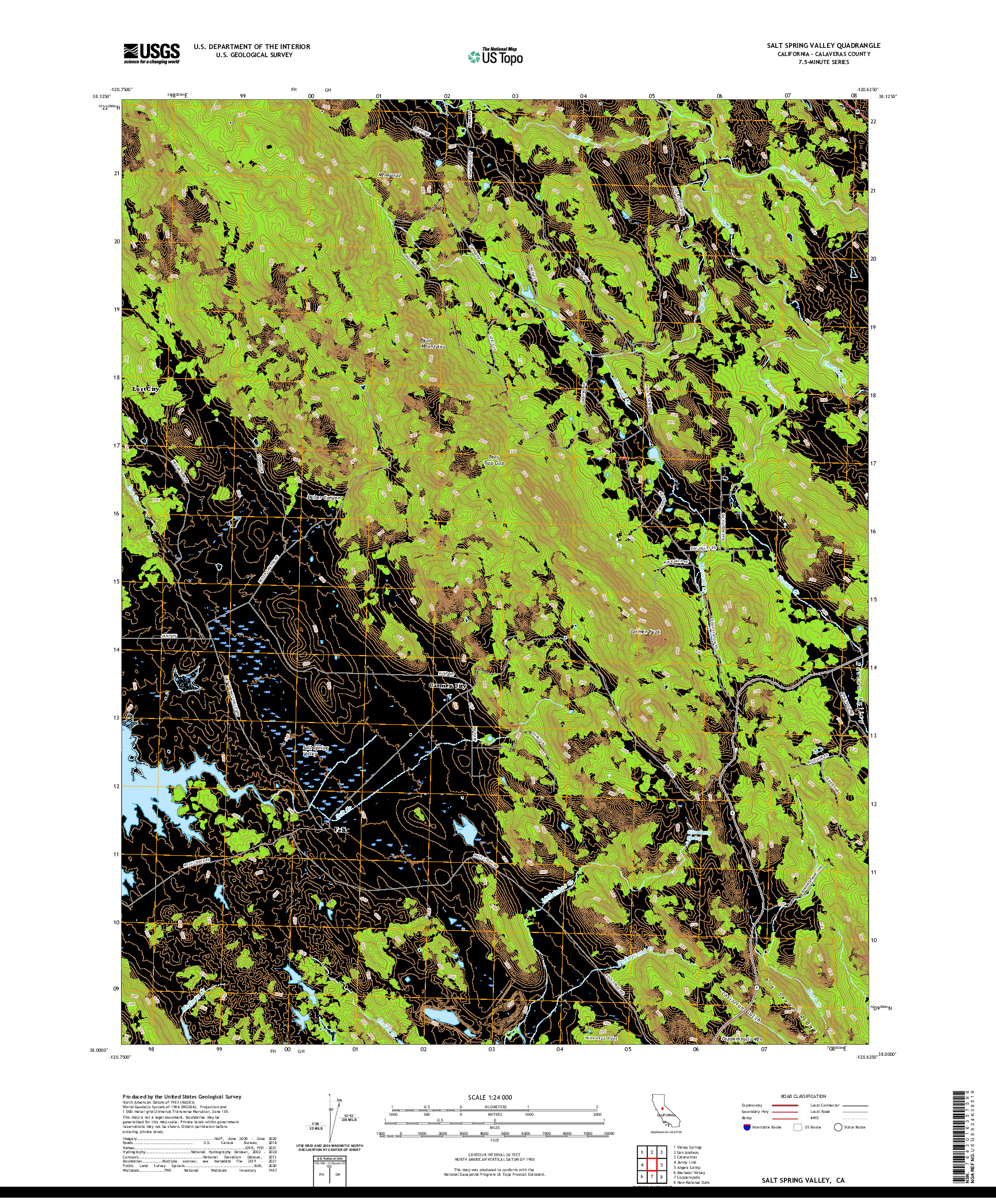 US TOPO 7.5-MINUTE MAP FOR SALT SPRING VALLEY, CA