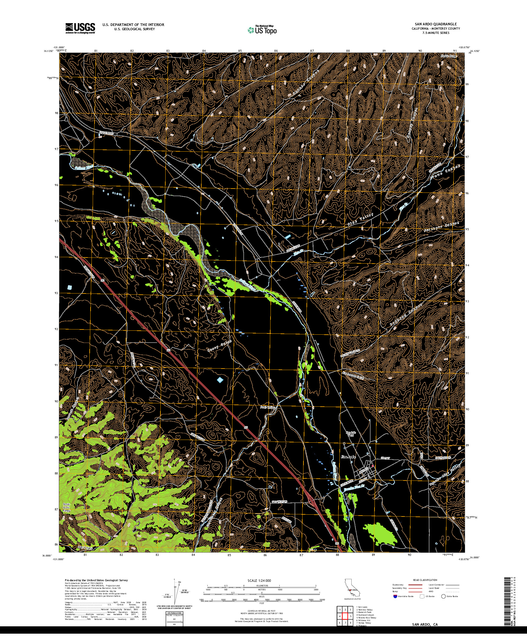 US TOPO 7.5-MINUTE MAP FOR SAN ARDO, CA