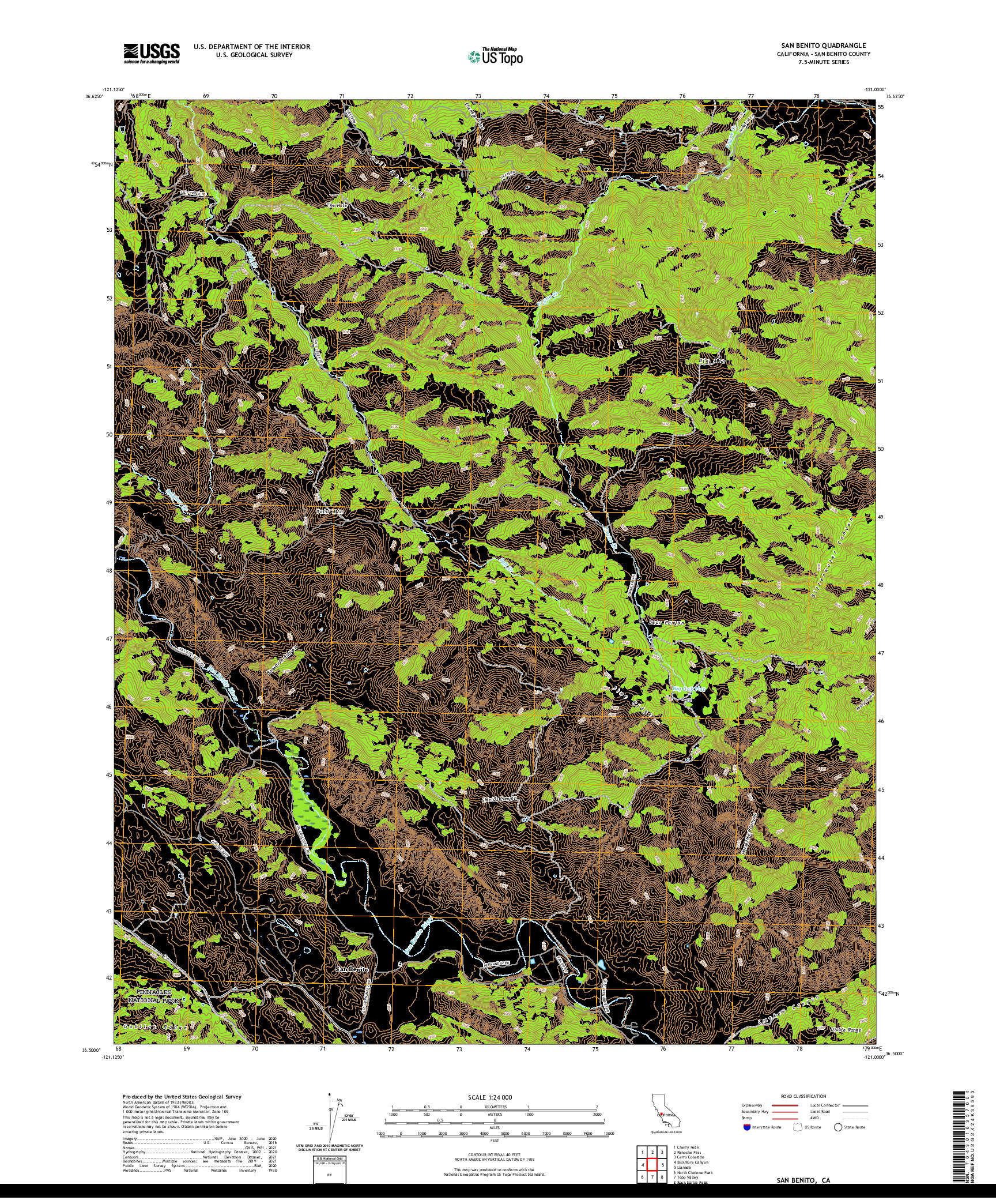 US TOPO 7.5-MINUTE MAP FOR SAN BENITO, CA