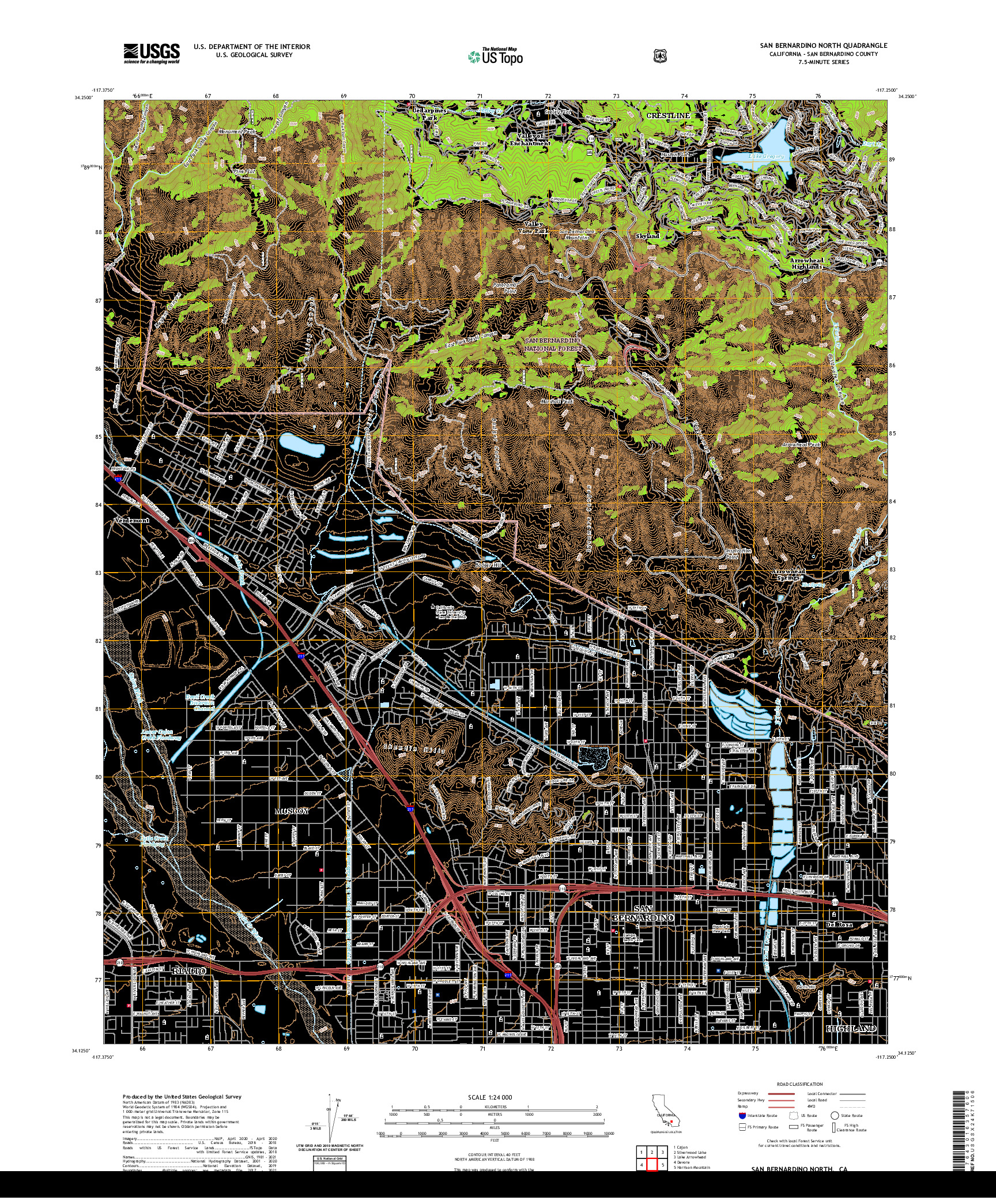 US TOPO 7.5-MINUTE MAP FOR SAN BERNARDINO NORTH, CA