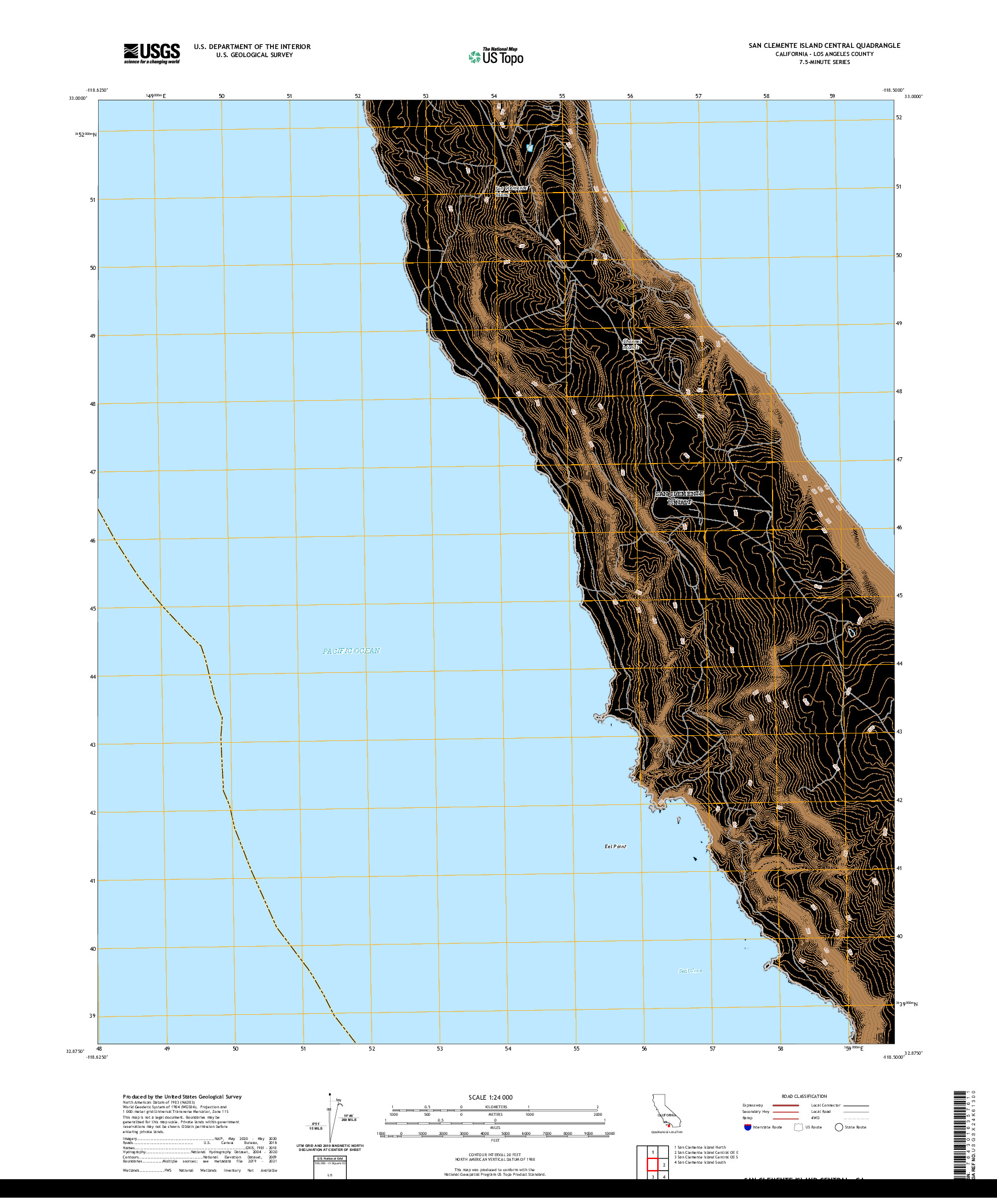 US TOPO 7.5-MINUTE MAP FOR SAN CLEMENTE ISLAND CENTRAL, CA