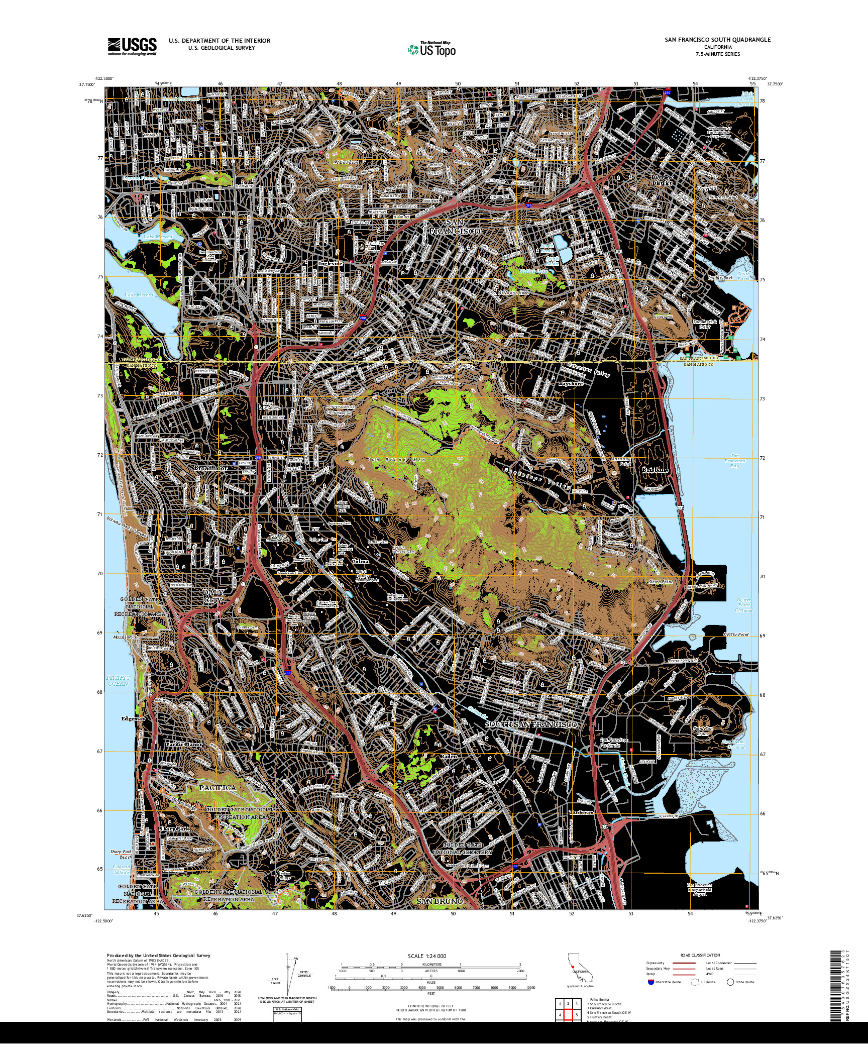 US TOPO 7.5-MINUTE MAP FOR SAN FRANCISCO SOUTH, CA