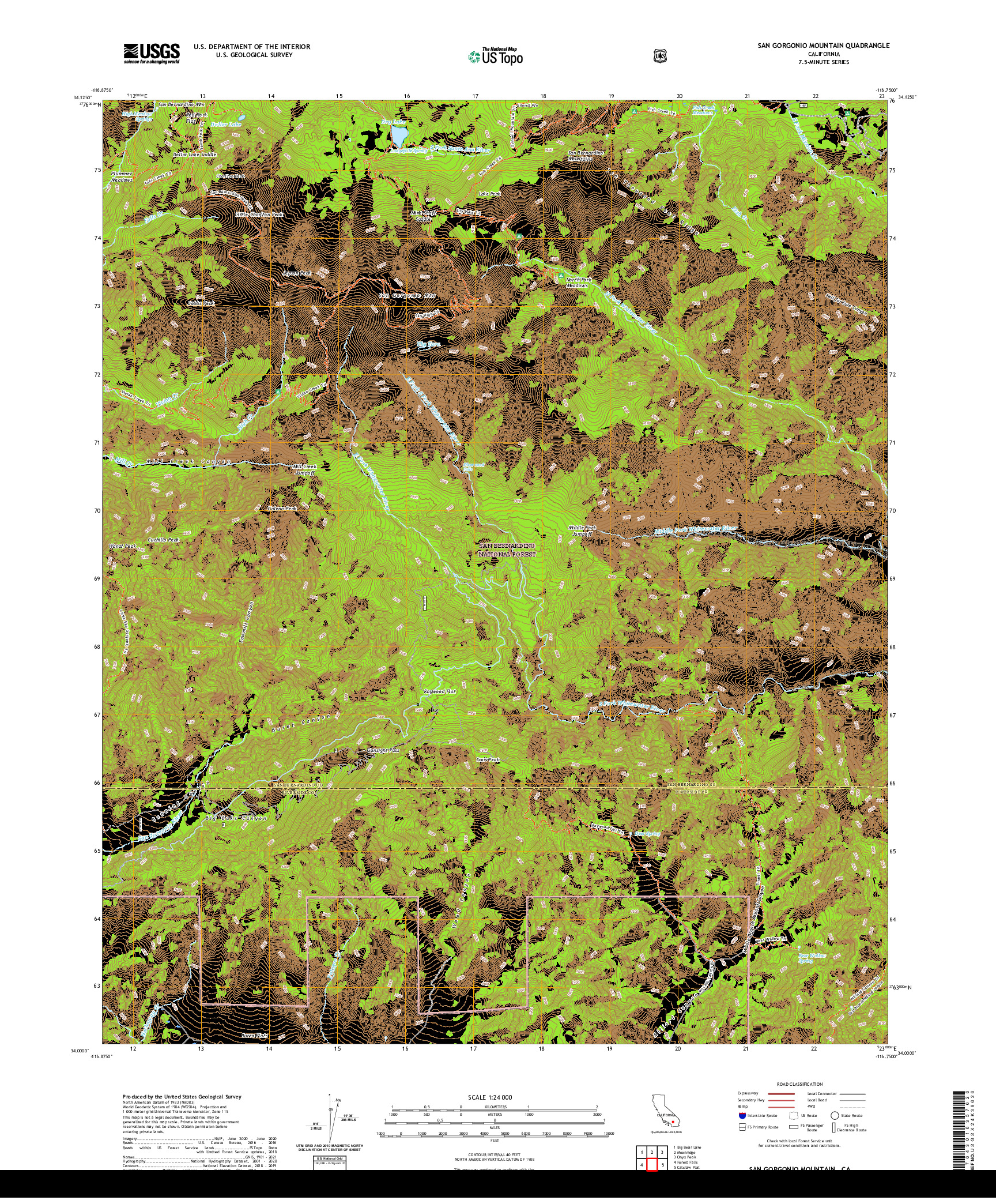 US TOPO 7.5-MINUTE MAP FOR SAN GORGONIO MOUNTAIN, CA