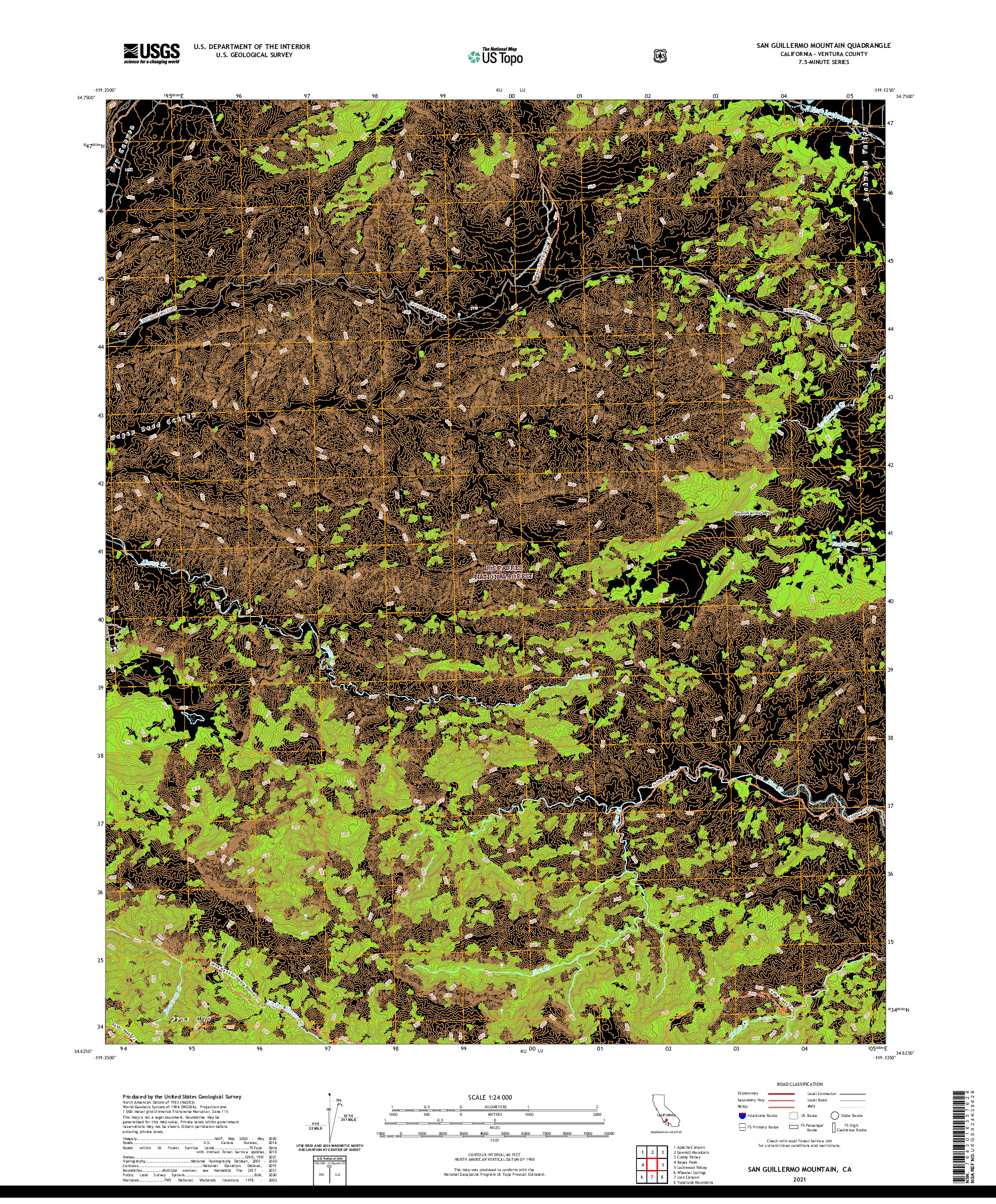 US TOPO 7.5-MINUTE MAP FOR SAN GUILLERMO MOUNTAIN, CA