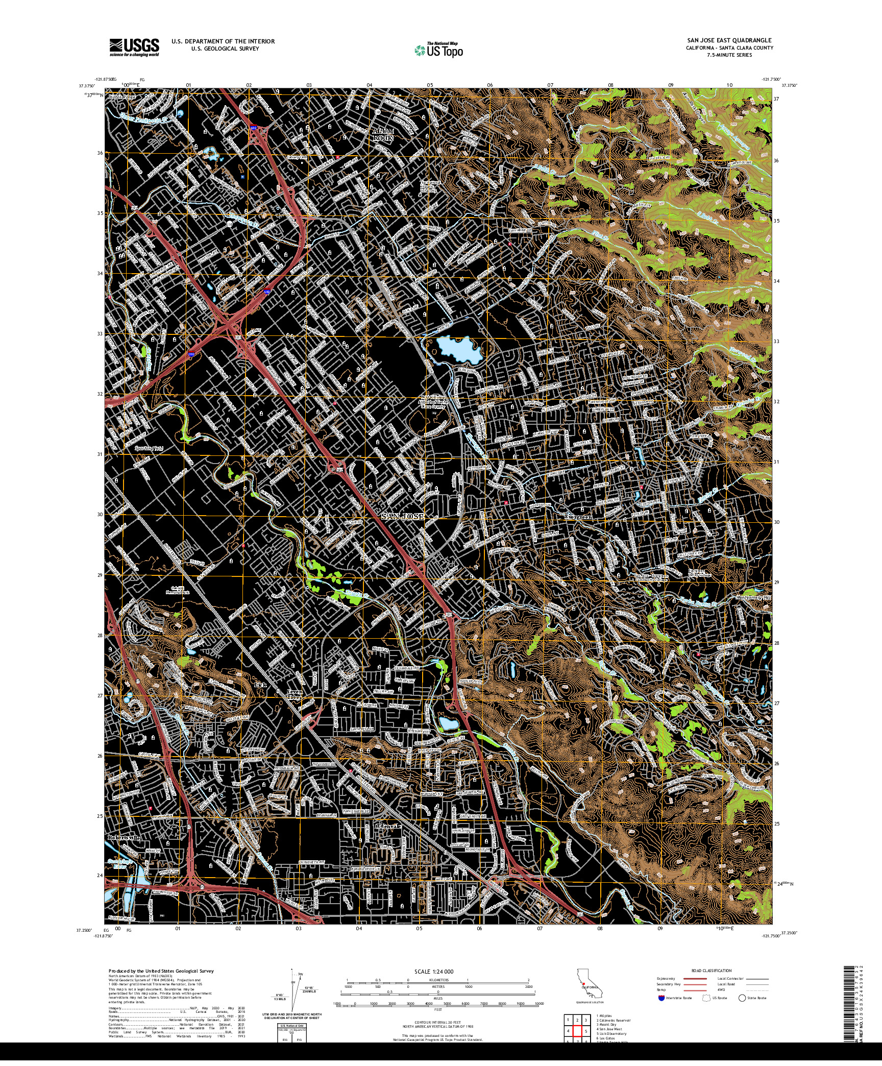 US TOPO 7.5-MINUTE MAP FOR SAN JOSE EAST, CA