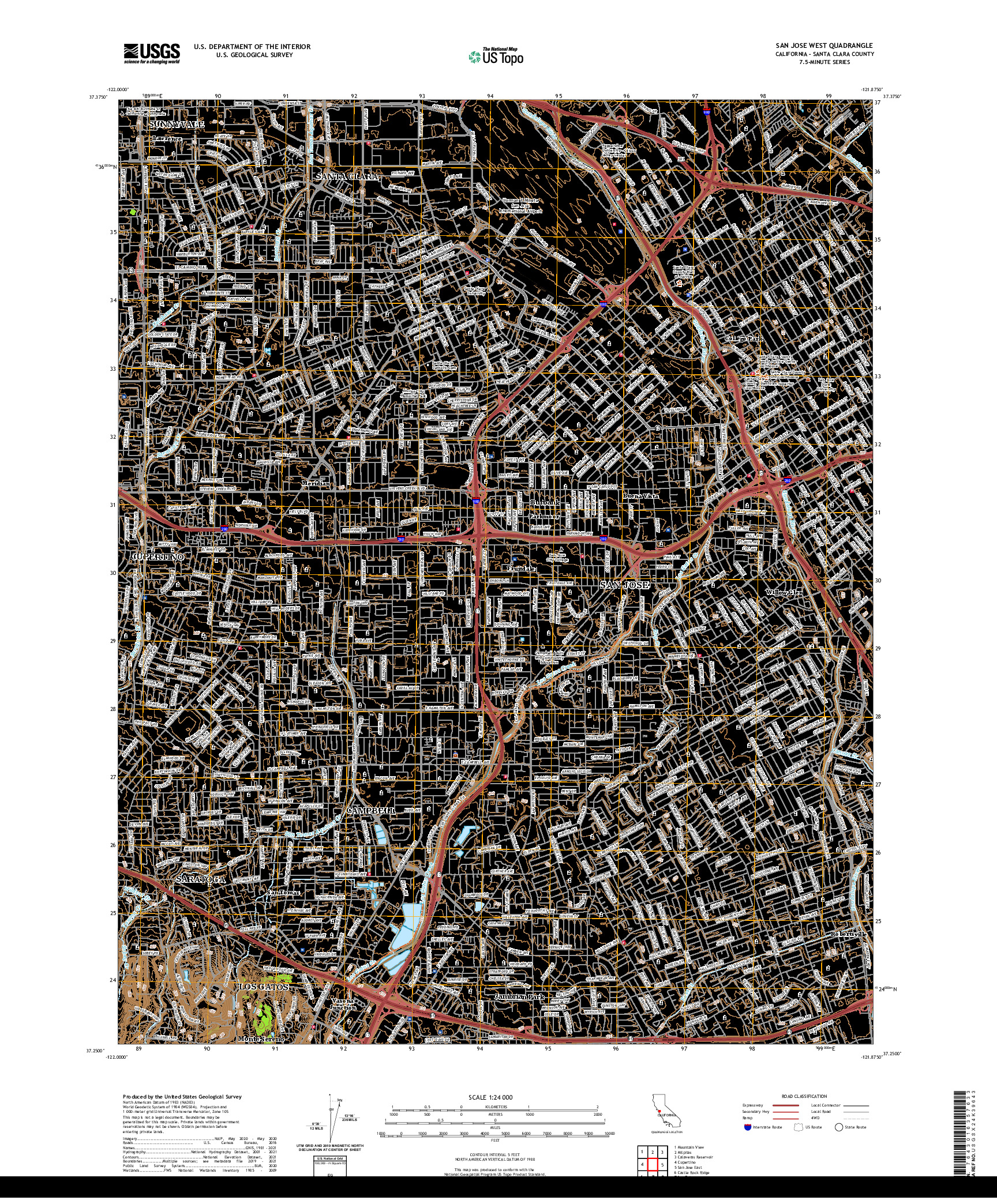 US TOPO 7.5-MINUTE MAP FOR SAN JOSE WEST, CA