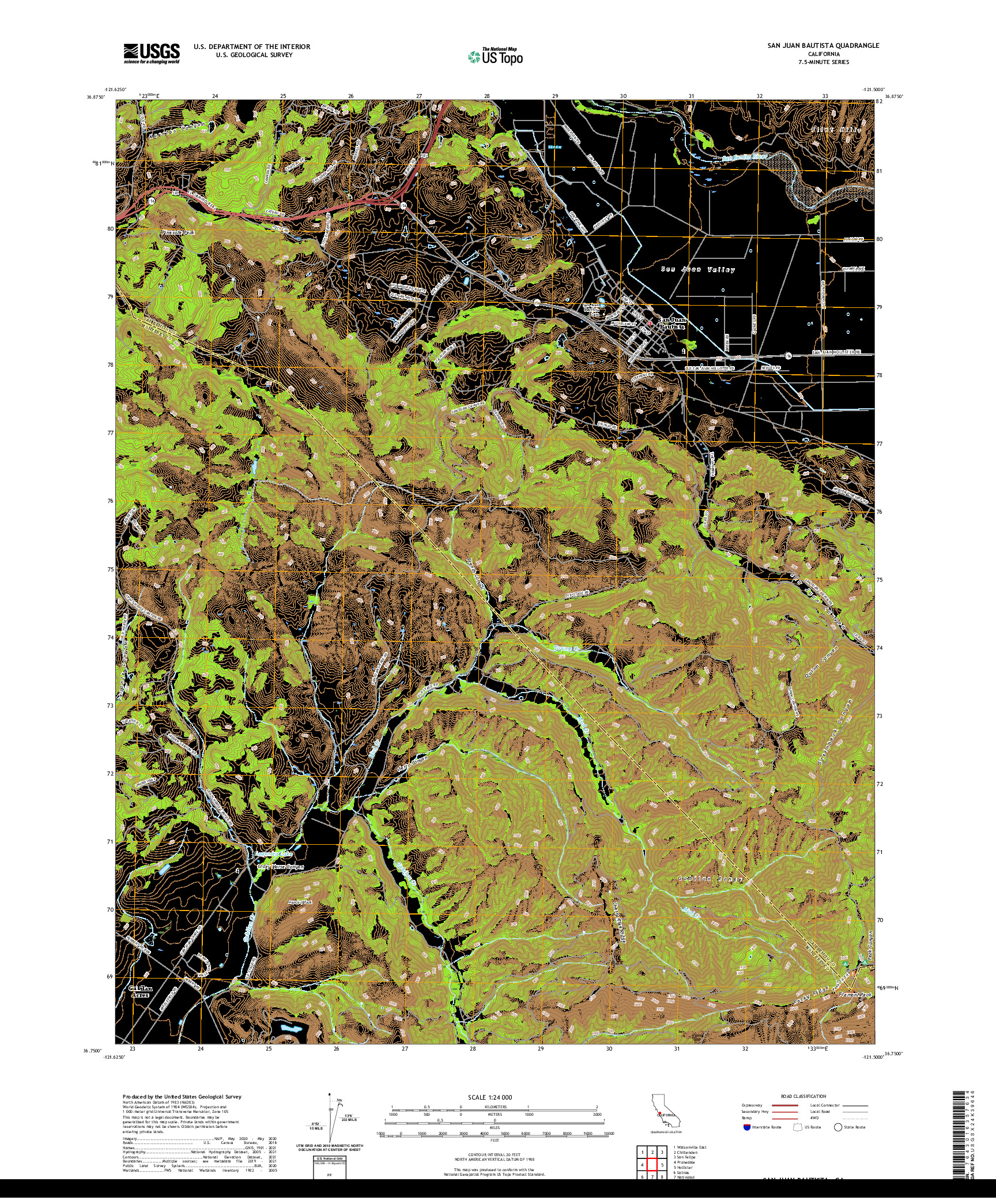 US TOPO 7.5-MINUTE MAP FOR SAN JUAN BAUTISTA, CA