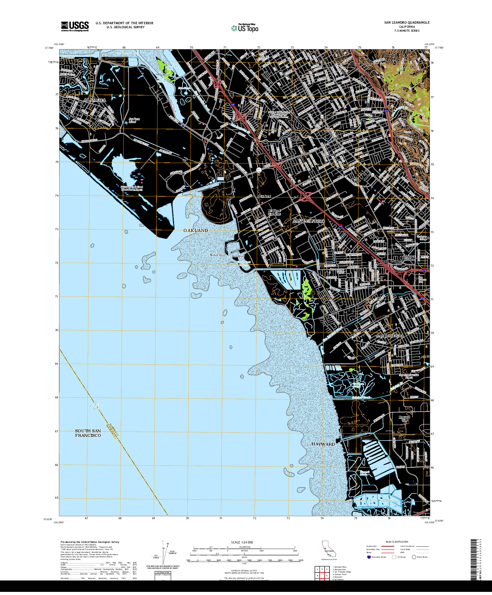 US TOPO 7.5-MINUTE MAP FOR SAN LEANDRO, CA