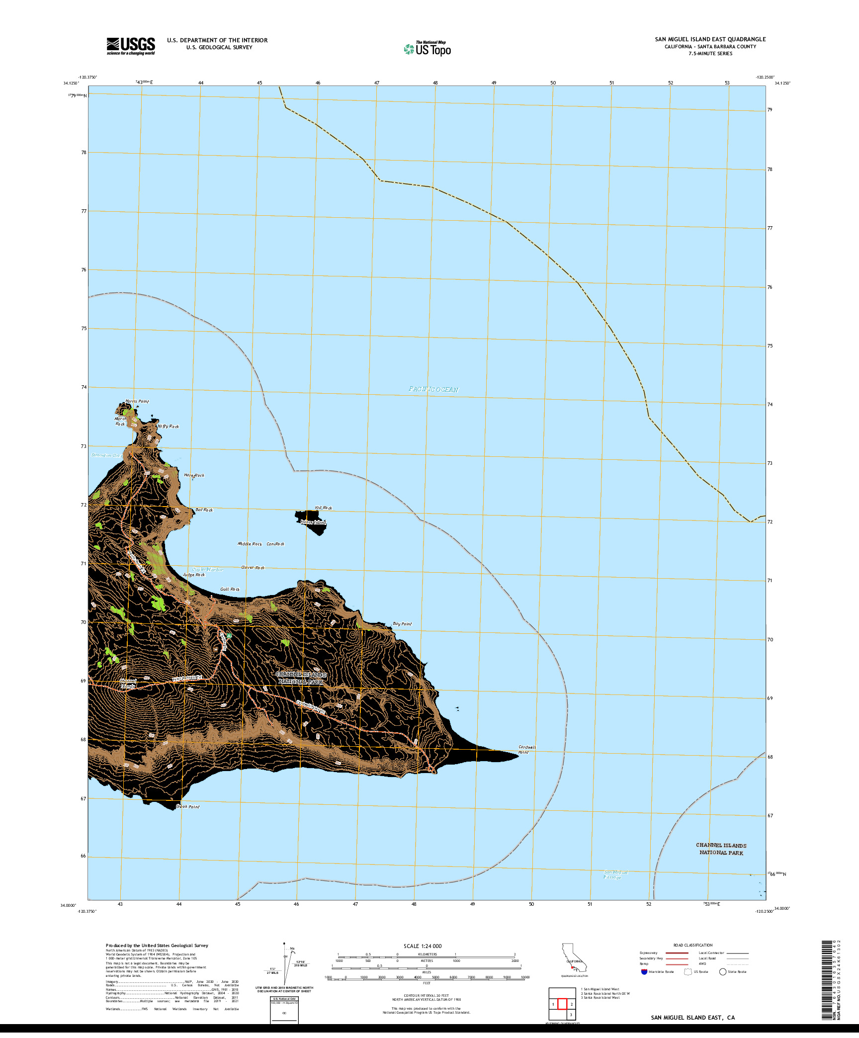 US TOPO 7.5-MINUTE MAP FOR SAN MIGUEL ISLAND EAST, CA