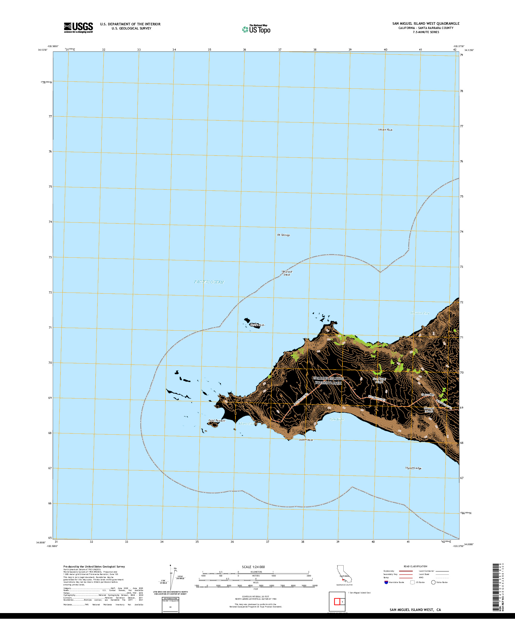 US TOPO 7.5-MINUTE MAP FOR SAN MIGUEL ISLAND WEST, CA