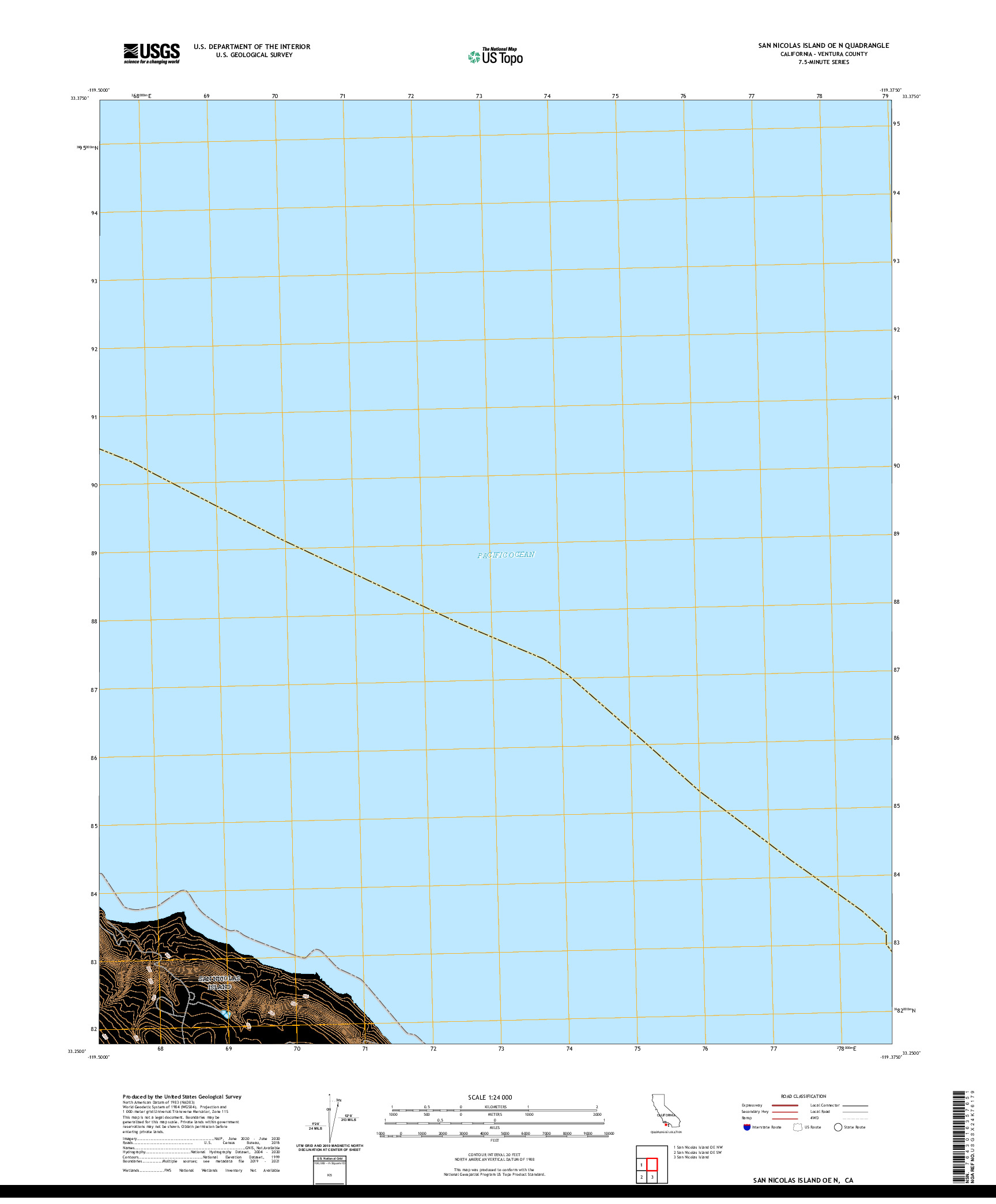 US TOPO 7.5-MINUTE MAP FOR SAN NICOLAS ISLAND OE N, CA