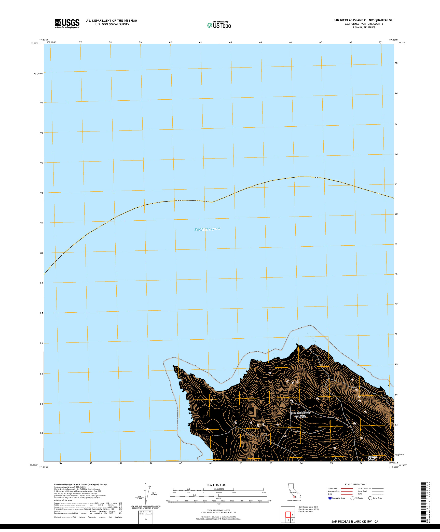 US TOPO 7.5-MINUTE MAP FOR SAN NICOLAS ISLAND OE NW, CA