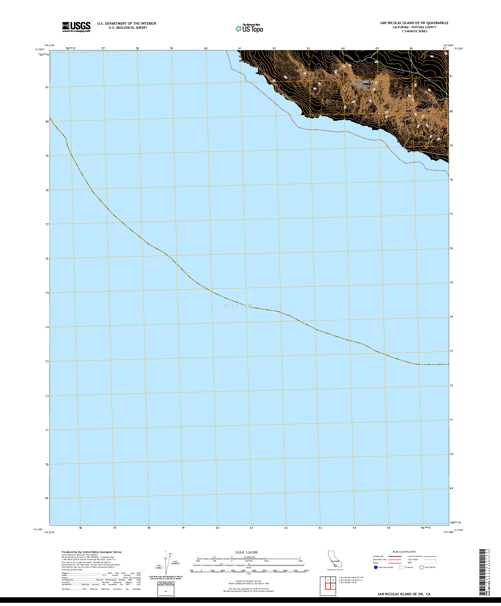 US TOPO 7.5-MINUTE MAP FOR SAN NICOLAS ISLAND OE SW, CA