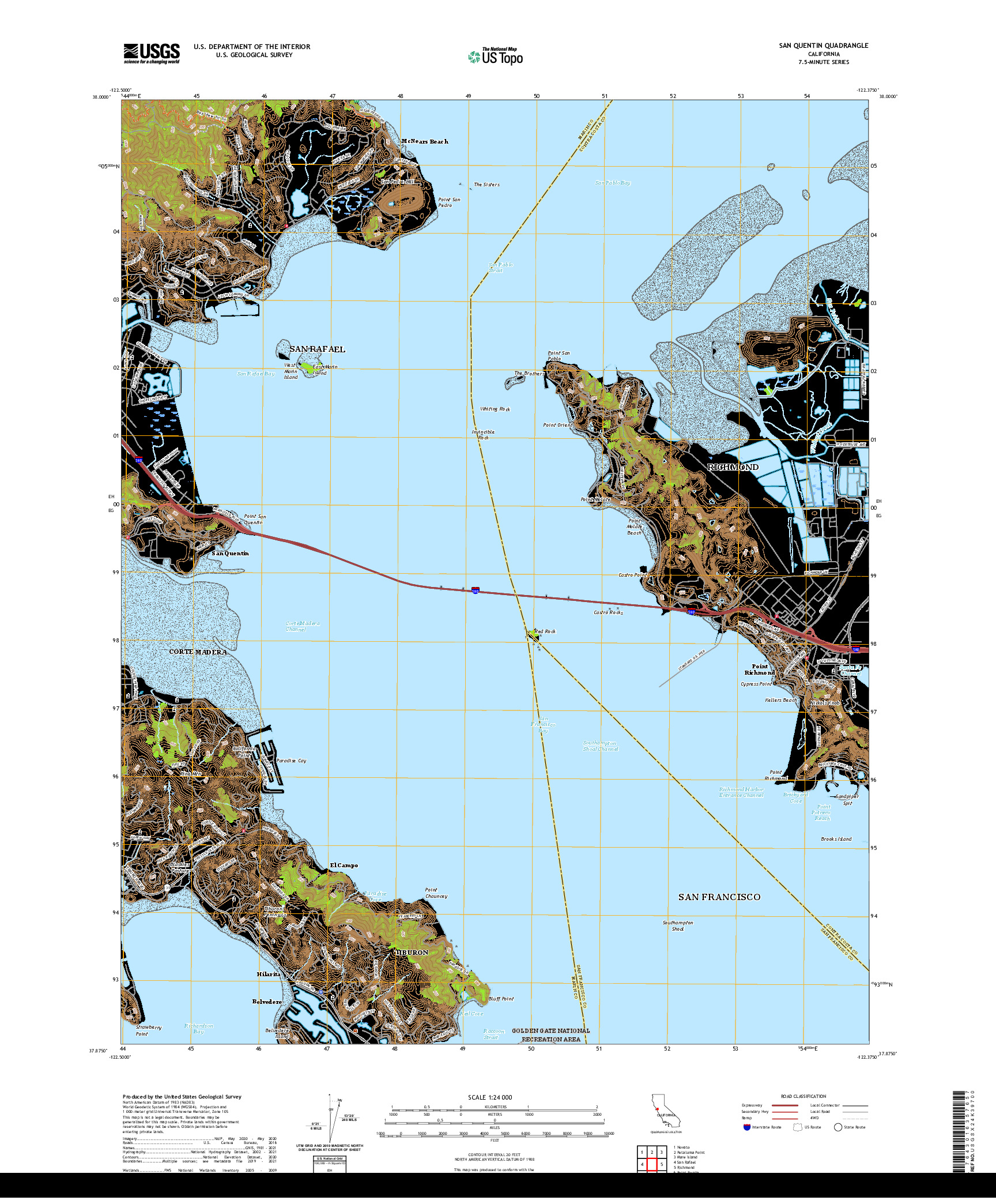 US TOPO 7.5-MINUTE MAP FOR SAN QUENTIN, CA