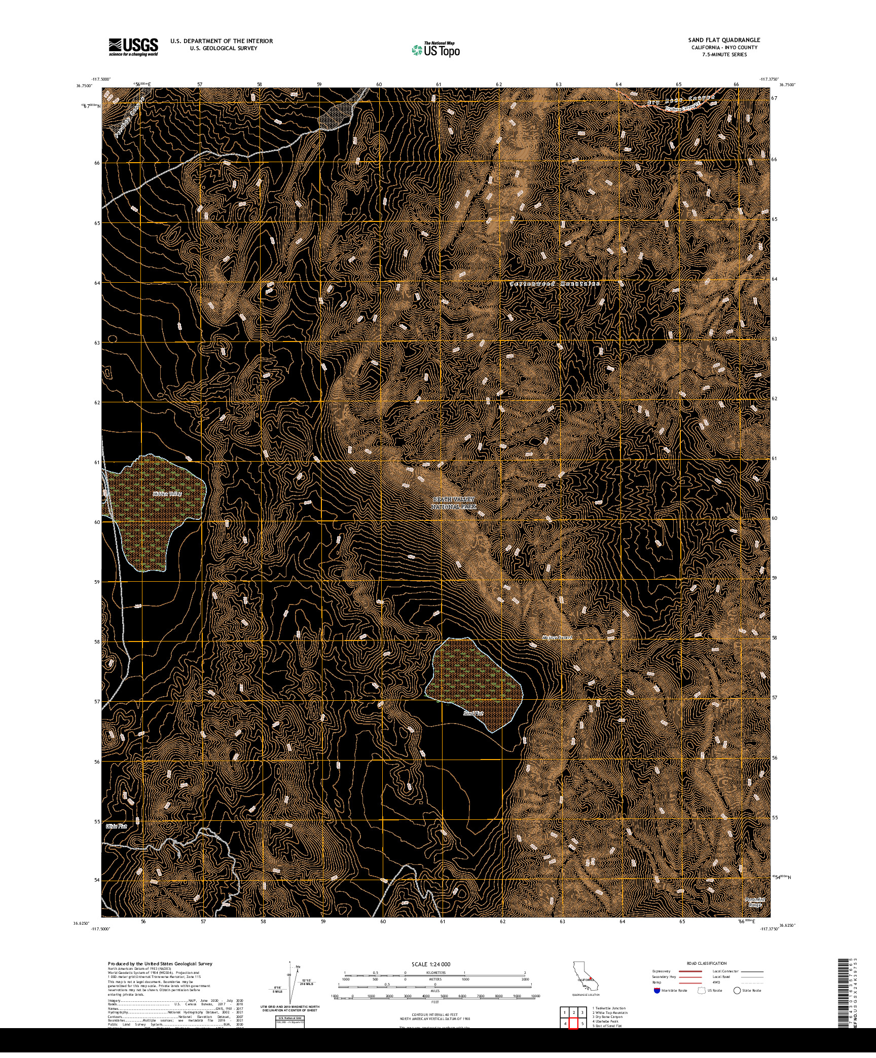 US TOPO 7.5-MINUTE MAP FOR SAND FLAT, CA