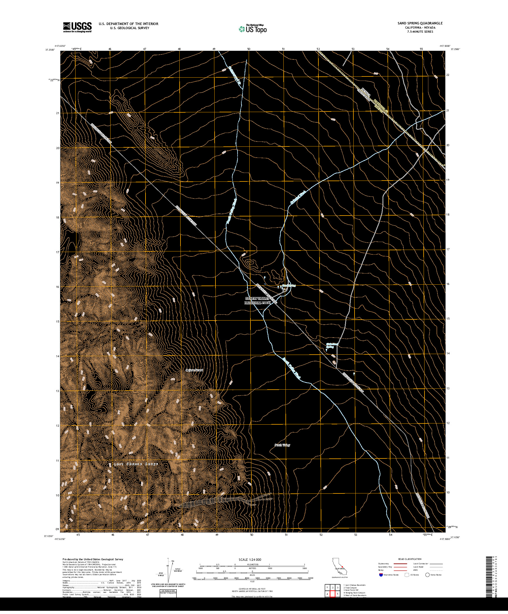 US TOPO 7.5-MINUTE MAP FOR SAND SPRING, CA,NV