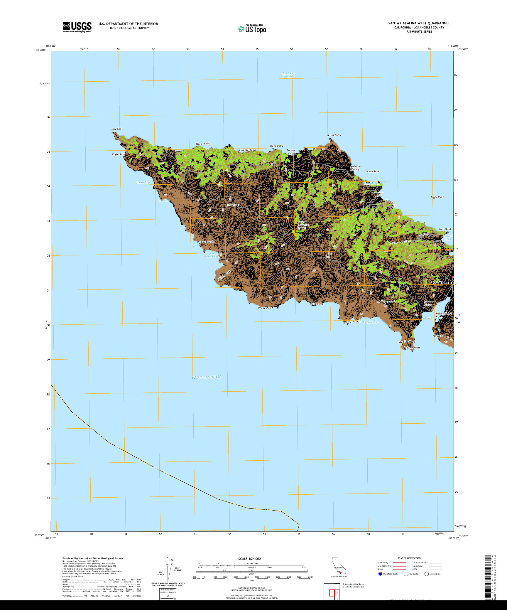 US TOPO 7.5-MINUTE MAP FOR SANTA CATALINA WEST, CA