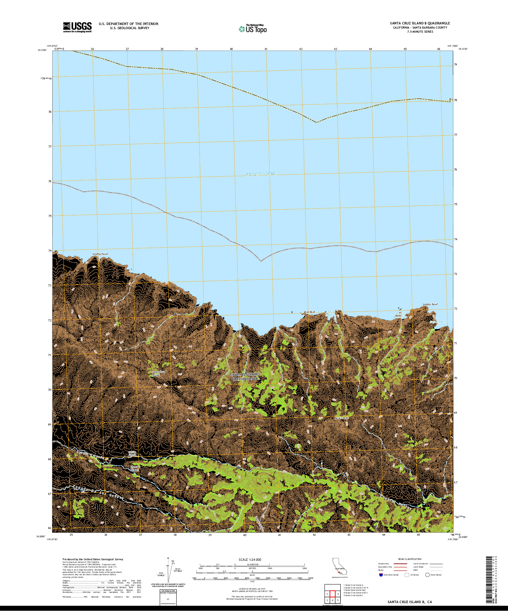 US TOPO 7.5-MINUTE MAP FOR SANTA CRUZ ISLAND B, CA