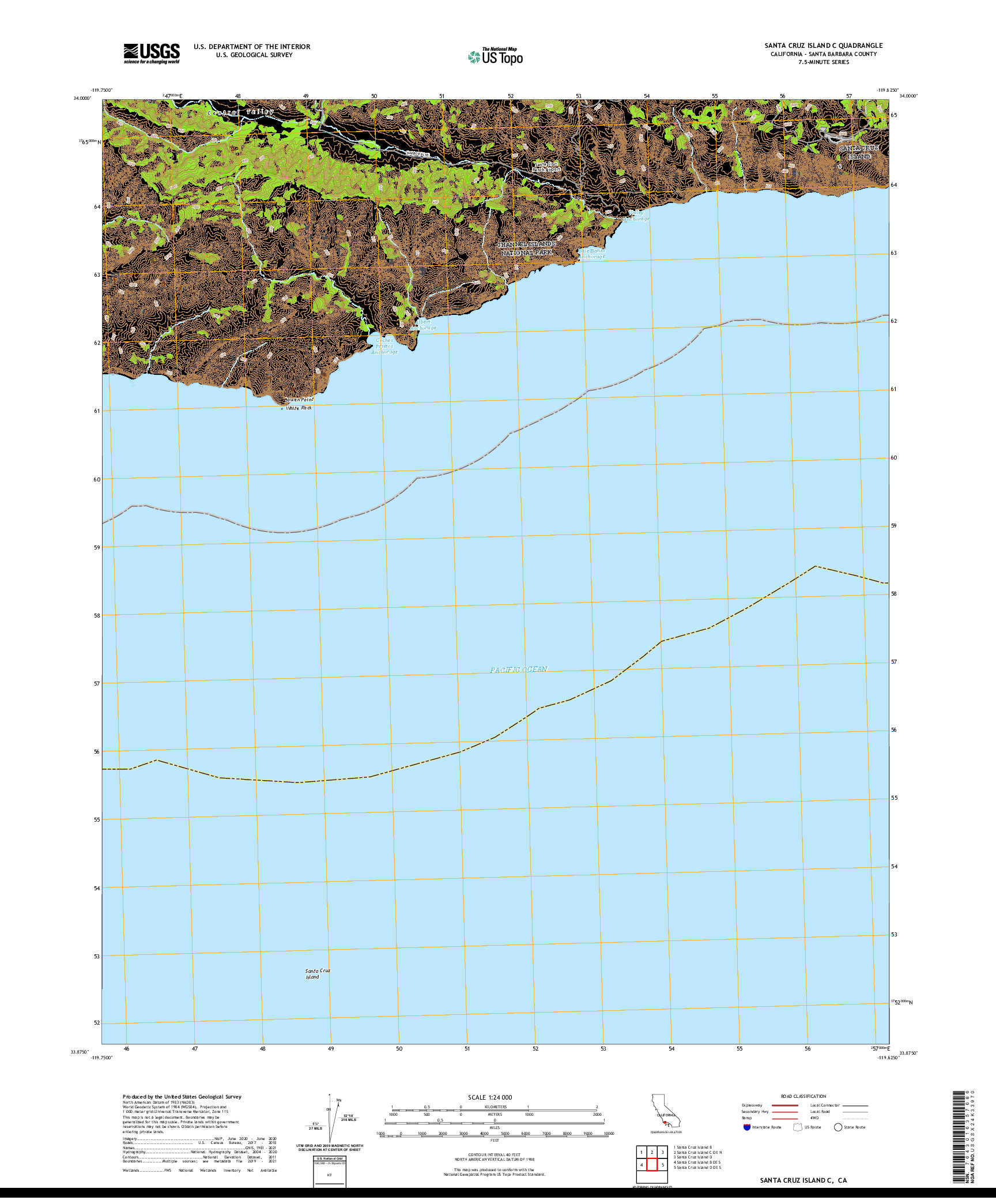 US TOPO 7.5-MINUTE MAP FOR SANTA CRUZ ISLAND C, CA