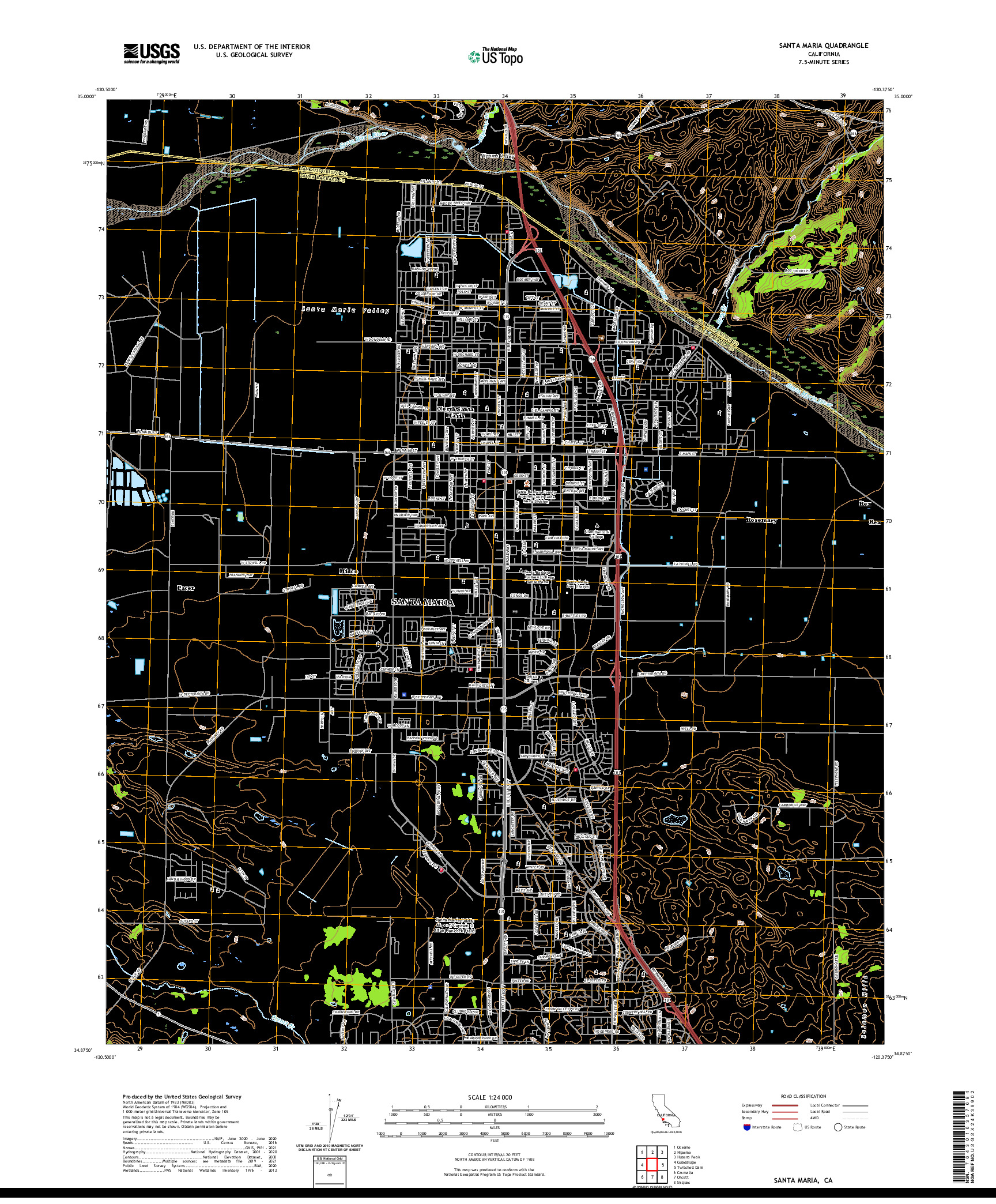 US TOPO 7.5-MINUTE MAP FOR SANTA MARIA, CA