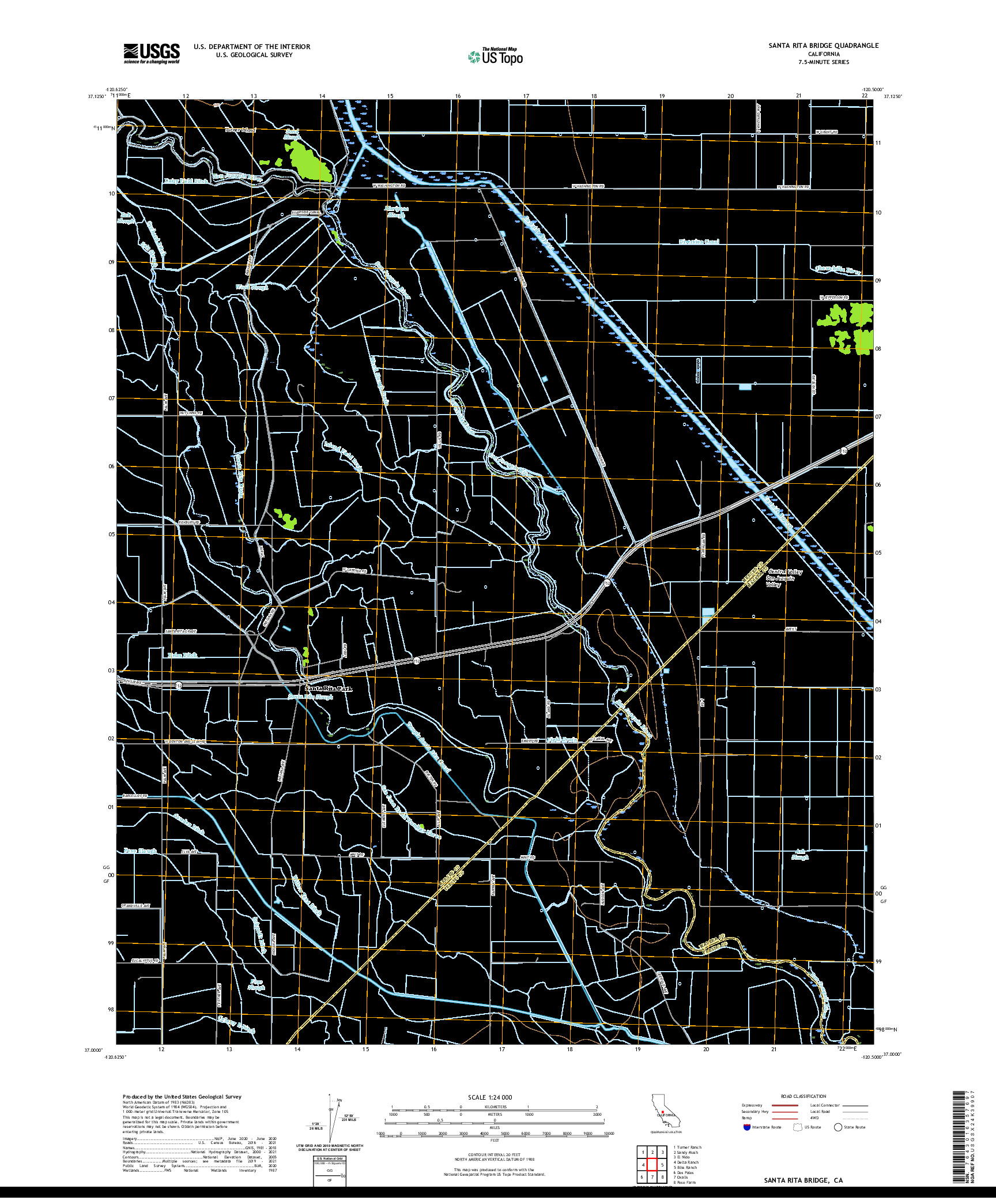 US TOPO 7.5-MINUTE MAP FOR SANTA RITA BRIDGE, CA