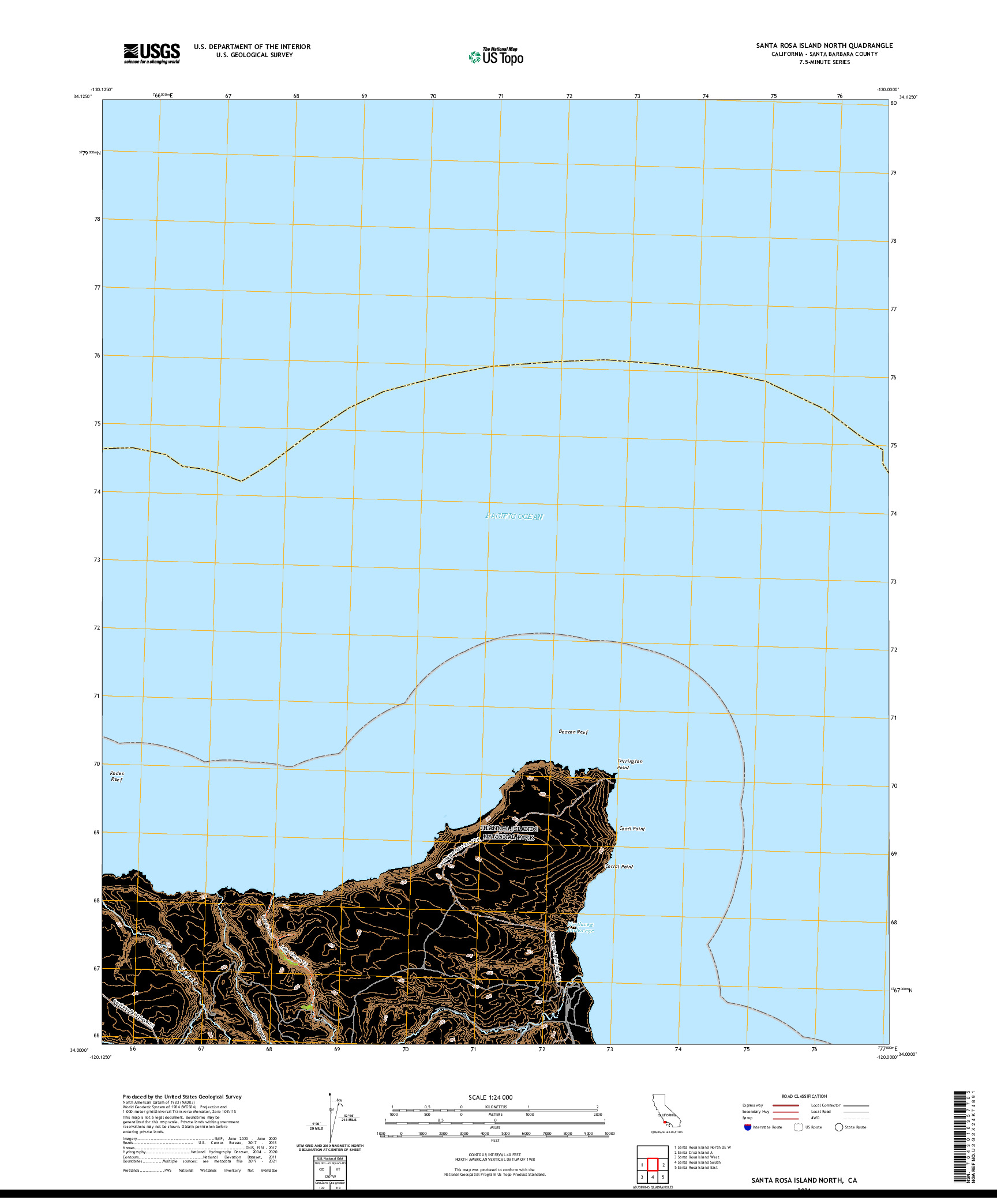 US TOPO 7.5-MINUTE MAP FOR SANTA ROSA ISLAND NORTH, CA