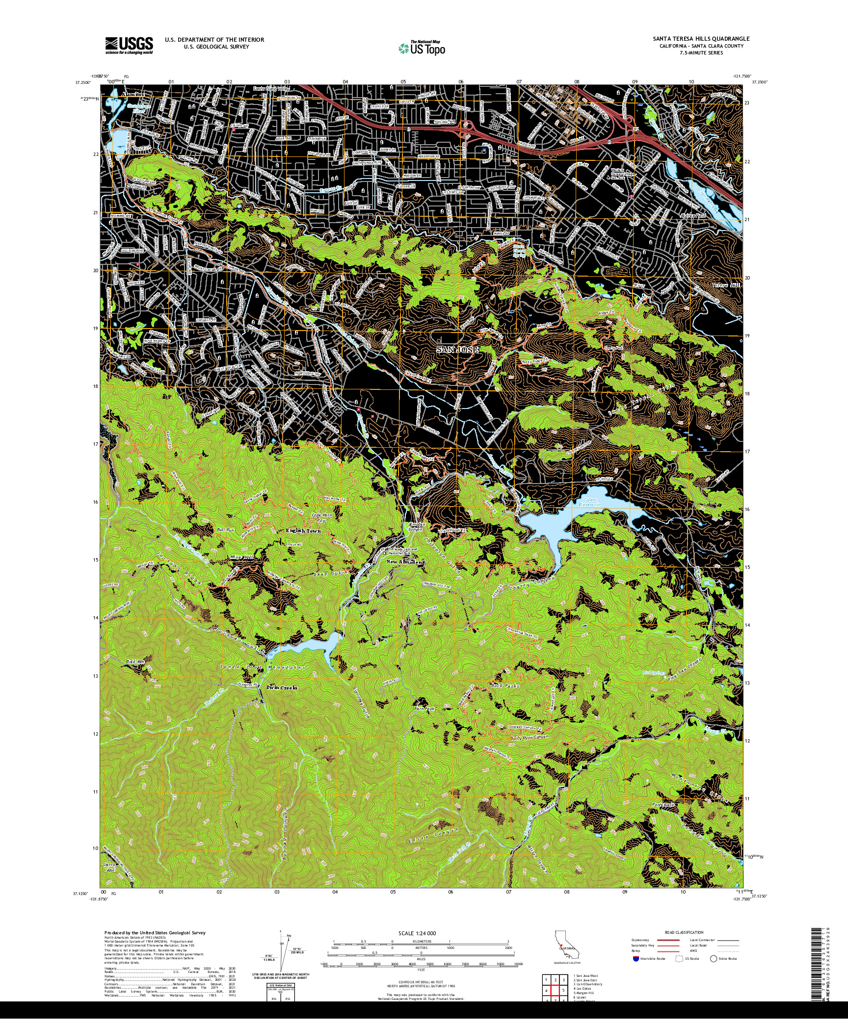 US TOPO 7.5-MINUTE MAP FOR SANTA TERESA HILLS, CA