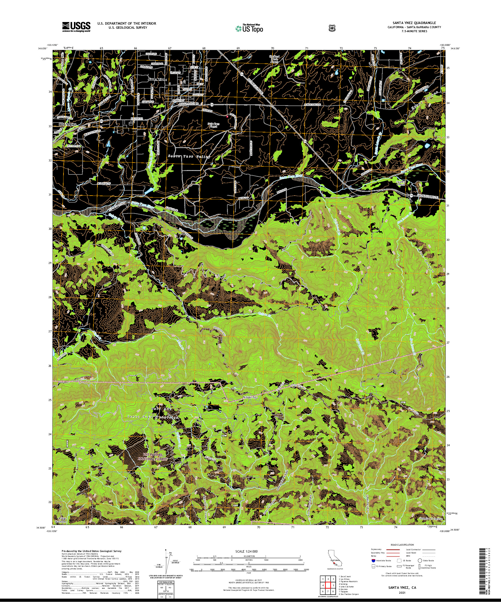 US TOPO 7.5-MINUTE MAP FOR SANTA YNEZ, CA