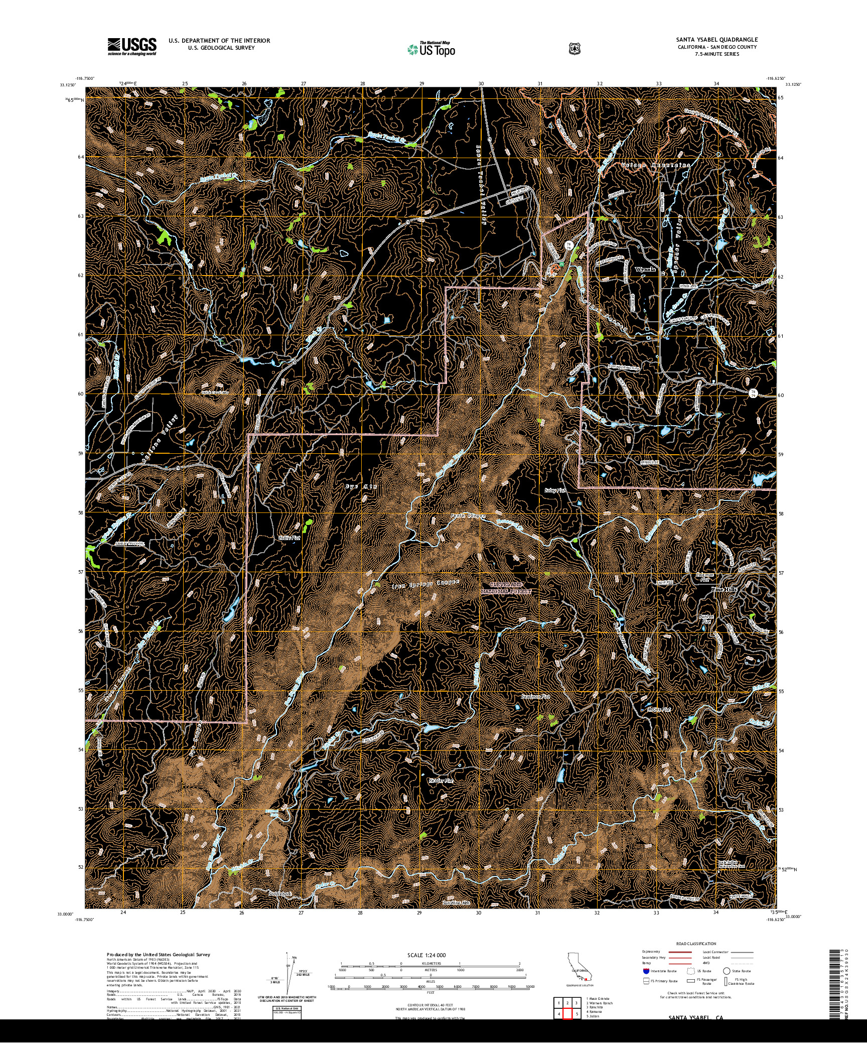 US TOPO 7.5-MINUTE MAP FOR SANTA YSABEL, CA