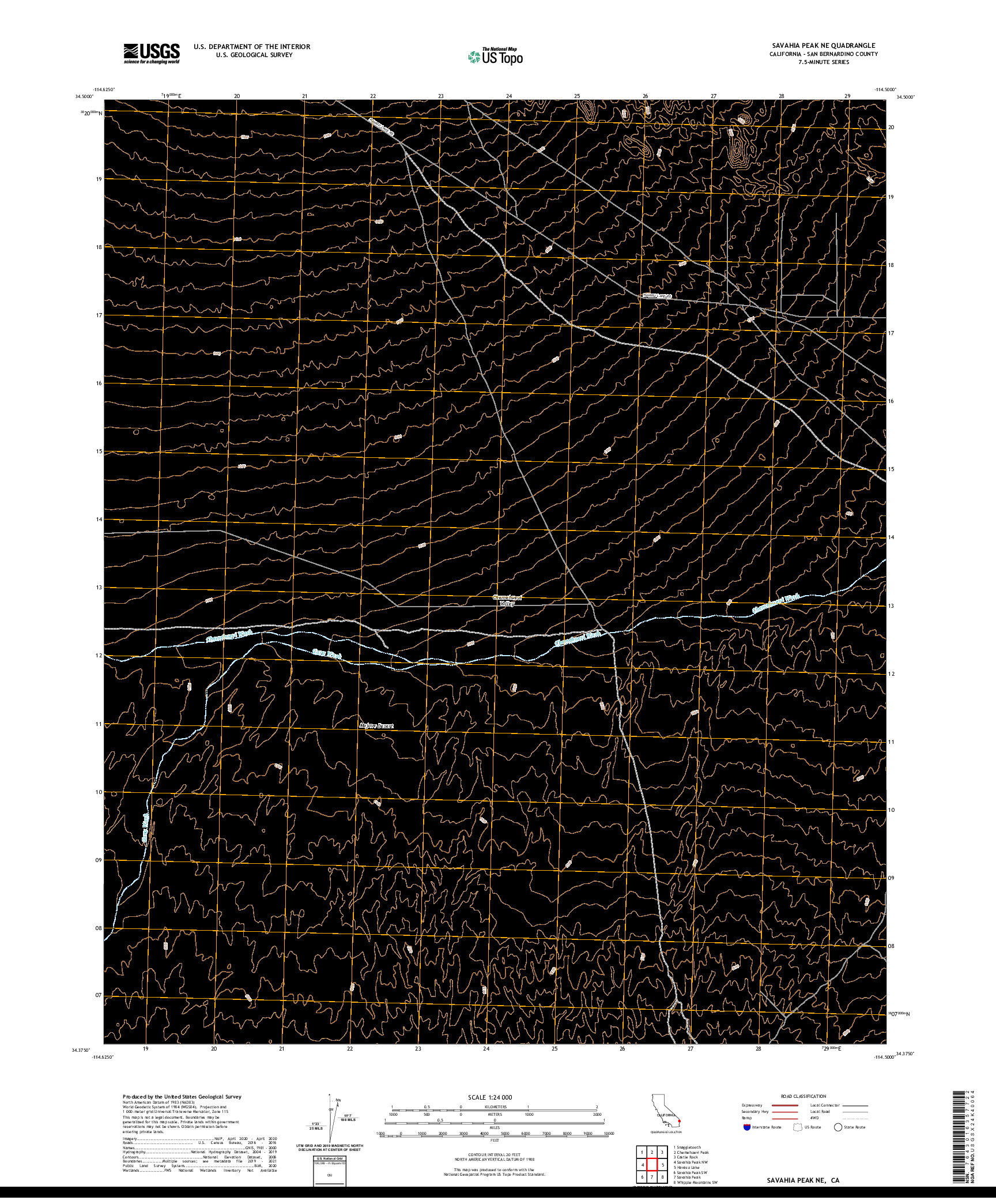 US TOPO 7.5-MINUTE MAP FOR SAVAHIA PEAK NE, CA