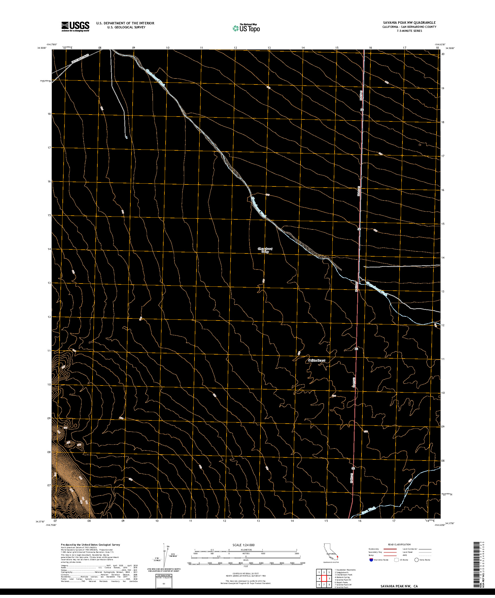 US TOPO 7.5-MINUTE MAP FOR SAVAHIA PEAK NW, CA