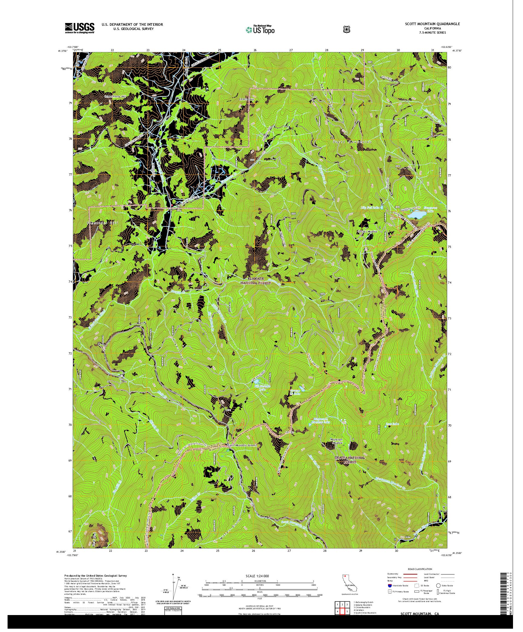 US TOPO 7.5-MINUTE MAP FOR SCOTT MOUNTAIN, CA