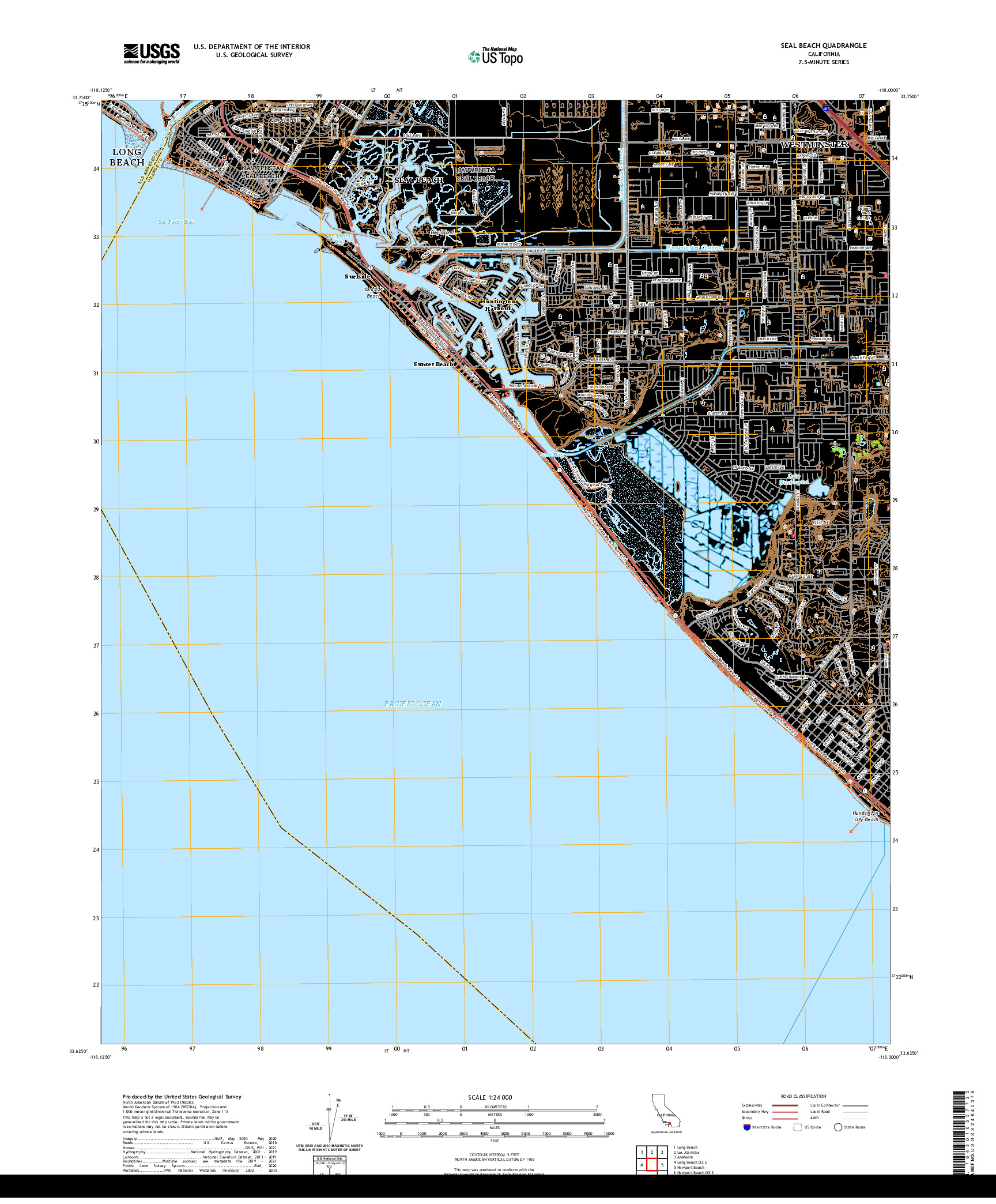 US TOPO 7.5-MINUTE MAP FOR SEAL BEACH, CA