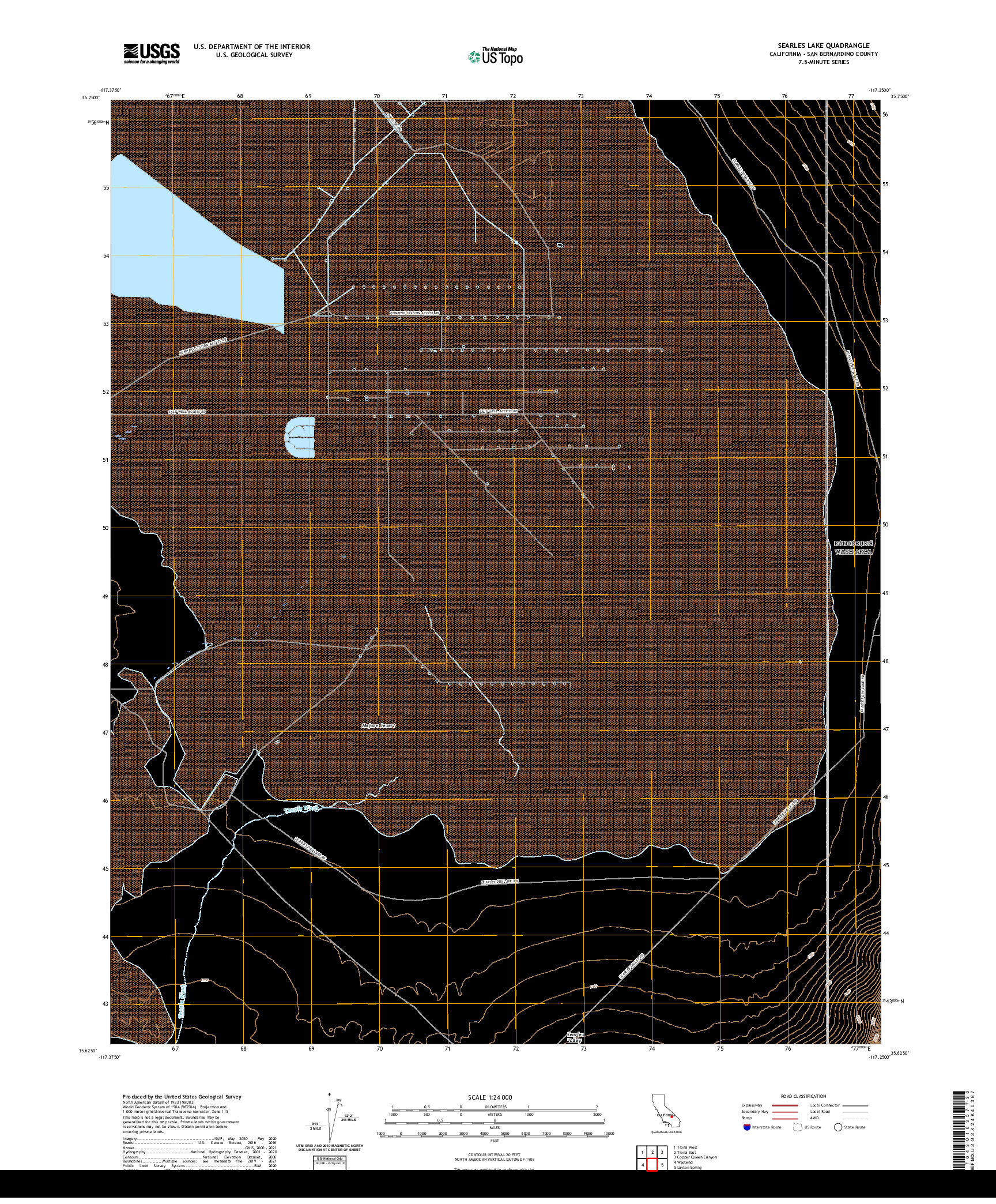 US TOPO 7.5-MINUTE MAP FOR SEARLES LAKE, CA