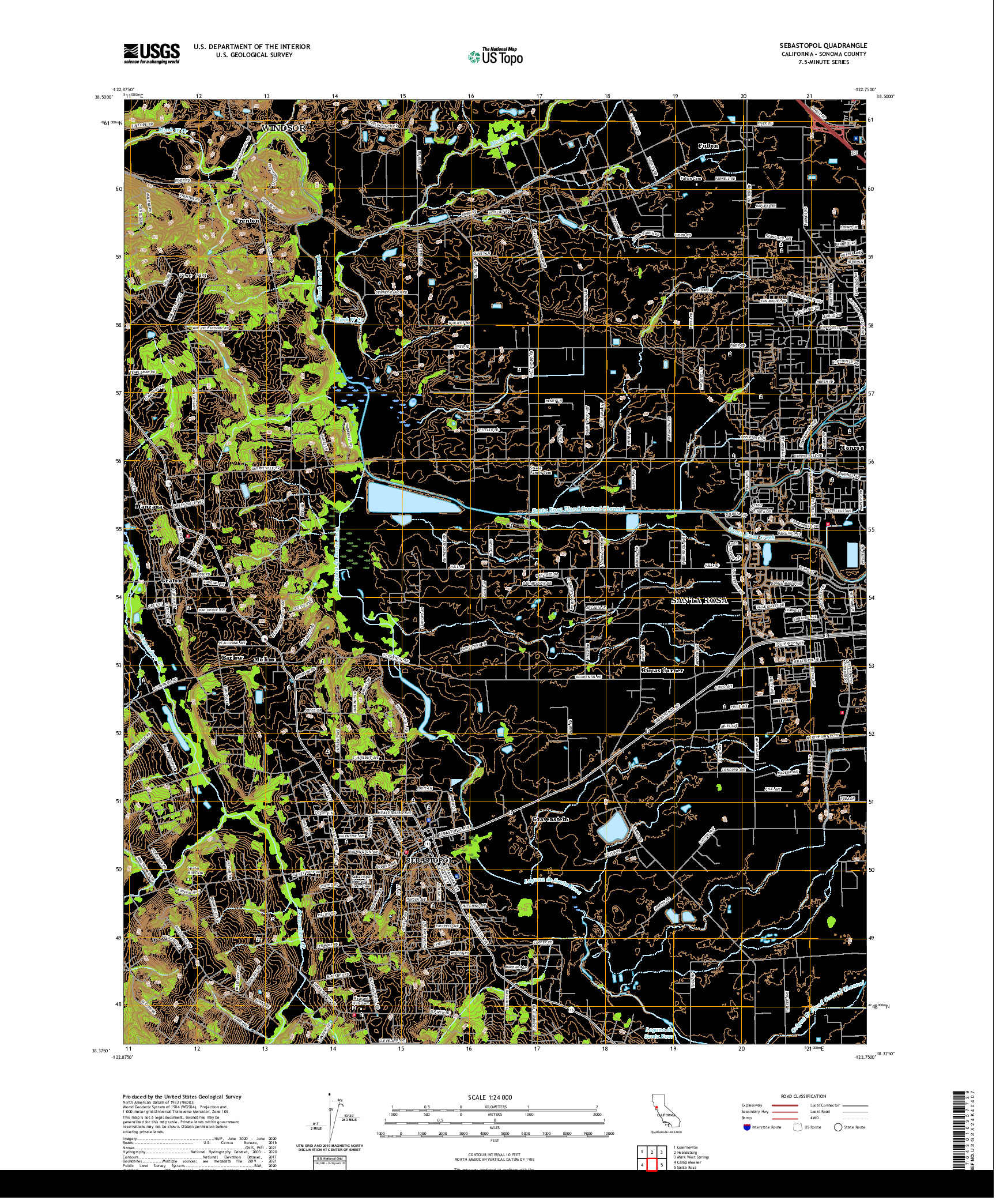 US TOPO 7.5-MINUTE MAP FOR SEBASTOPOL, CA