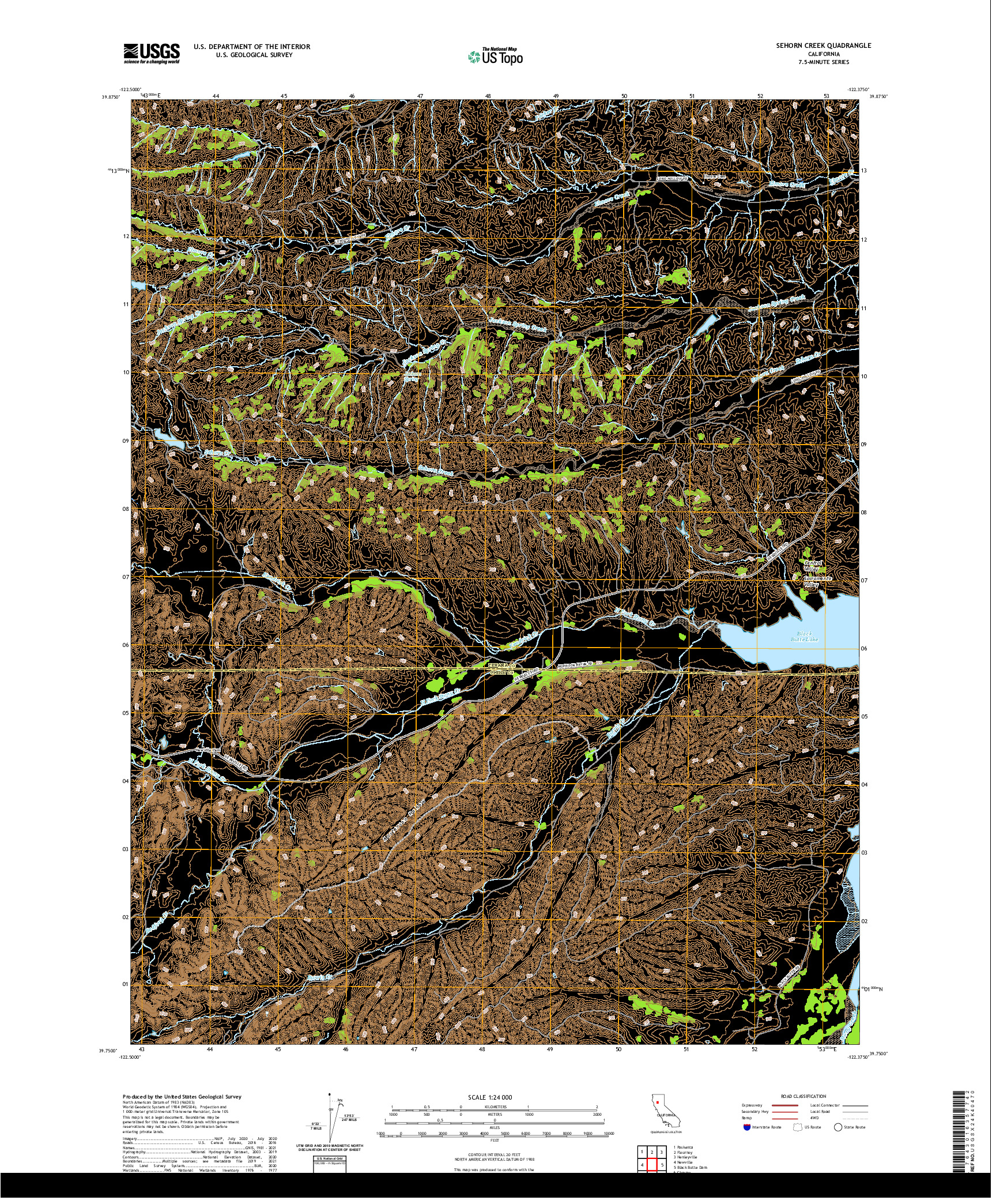 US TOPO 7.5-MINUTE MAP FOR SEHORN CREEK, CA