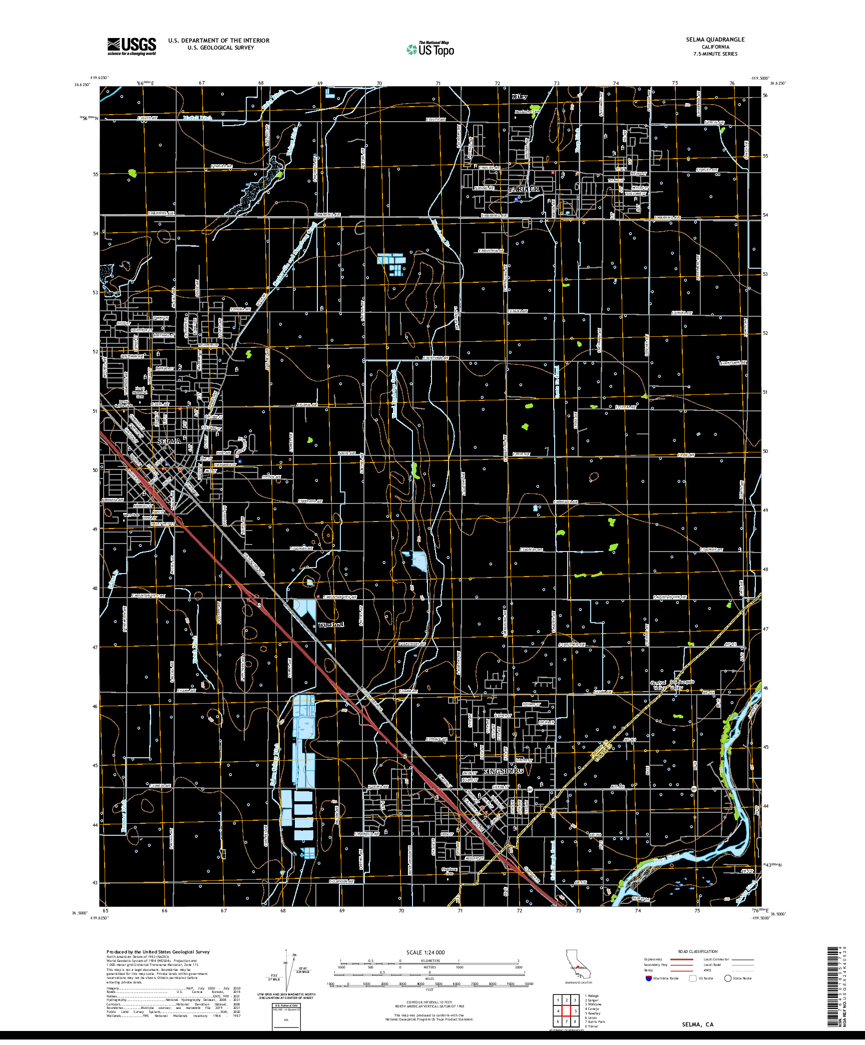 US TOPO 7.5-MINUTE MAP FOR SELMA, CA
