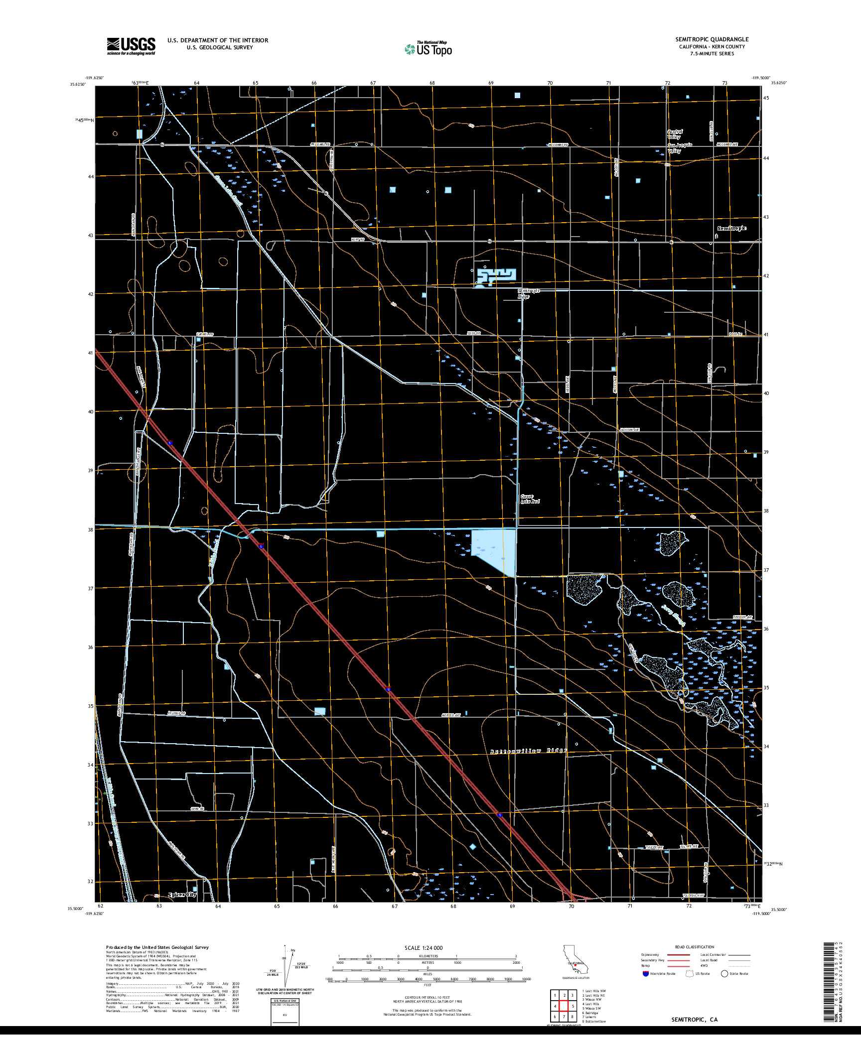 US TOPO 7.5-MINUTE MAP FOR SEMITROPIC, CA