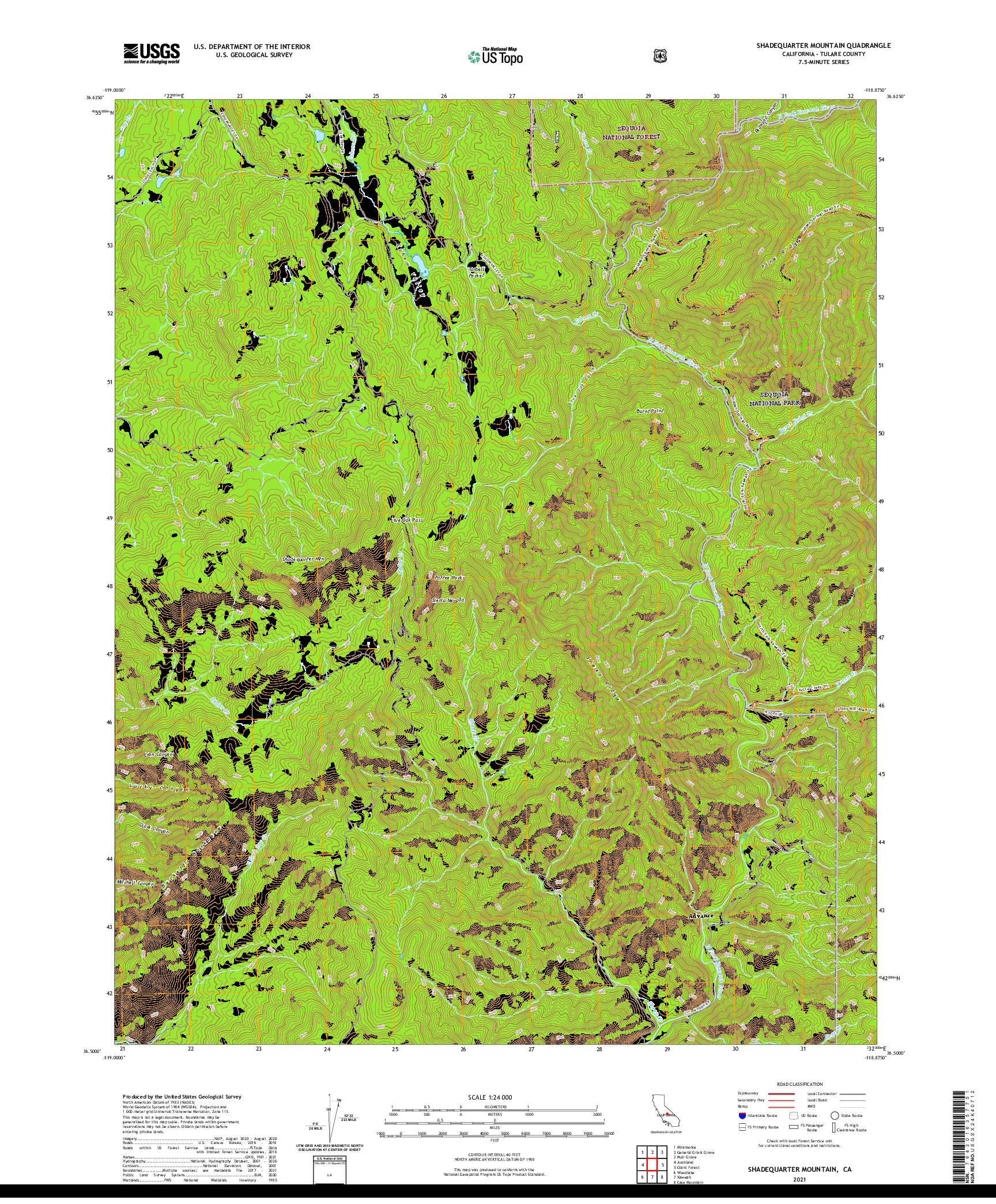 US TOPO 7.5-MINUTE MAP FOR SHADEQUARTER MOUNTAIN, CA