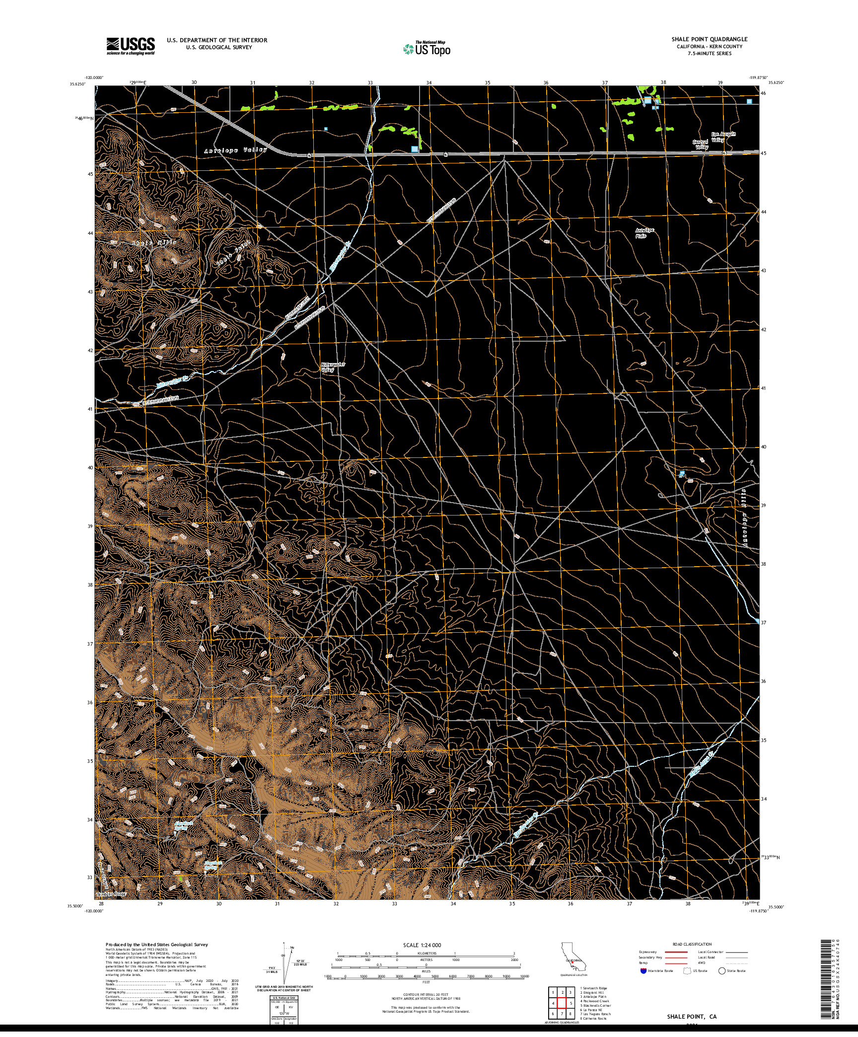 US TOPO 7.5-MINUTE MAP FOR SHALE POINT, CA