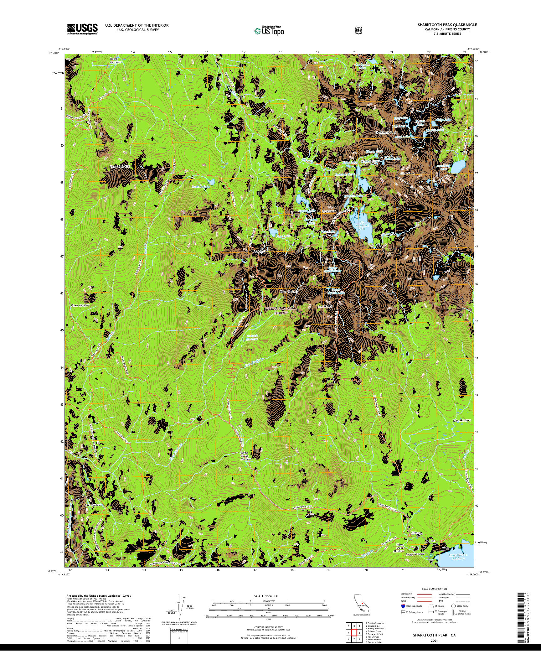 US TOPO 7.5-MINUTE MAP FOR SHARKTOOTH PEAK, CA