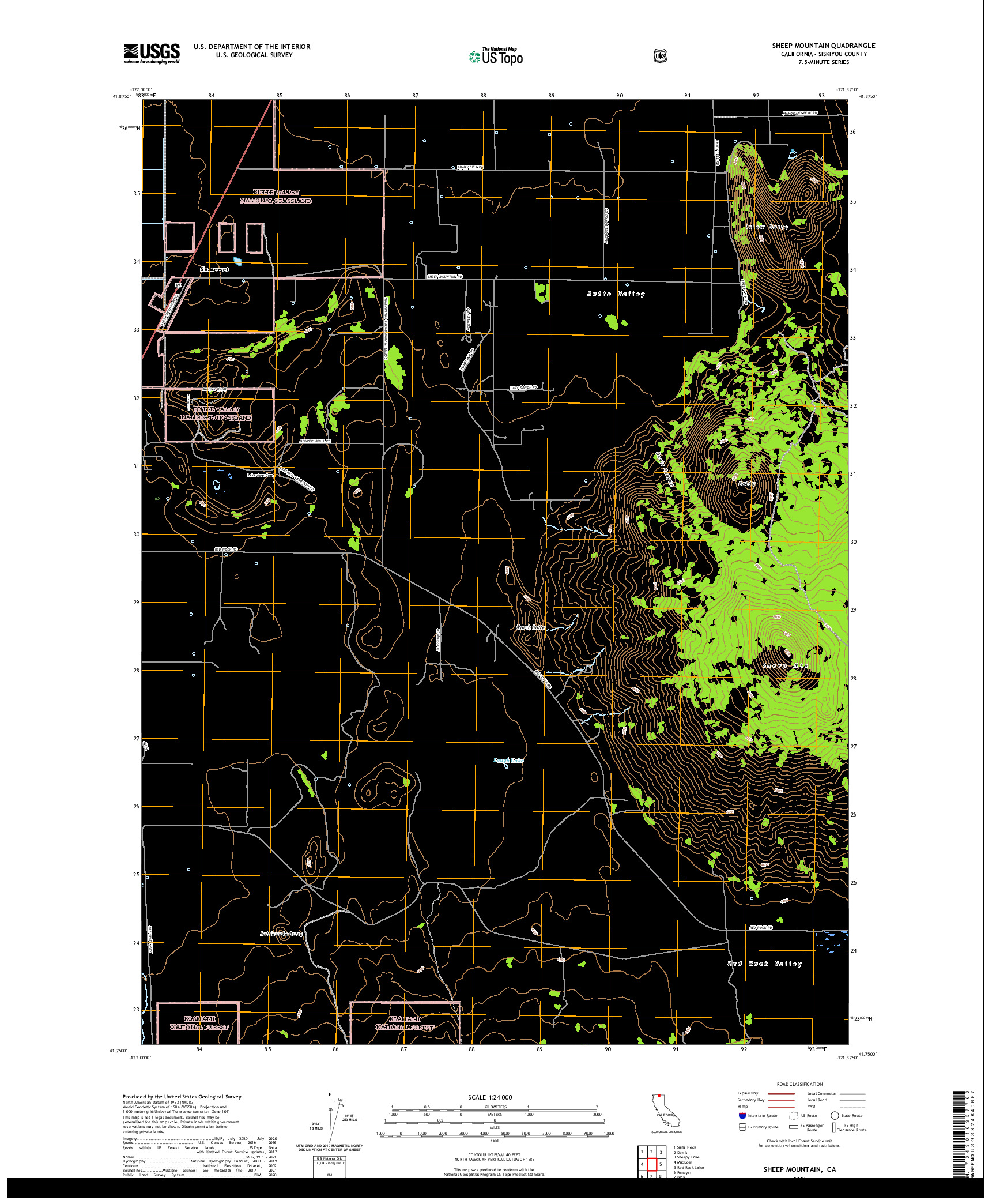 US TOPO 7.5-MINUTE MAP FOR SHEEP MOUNTAIN, CA