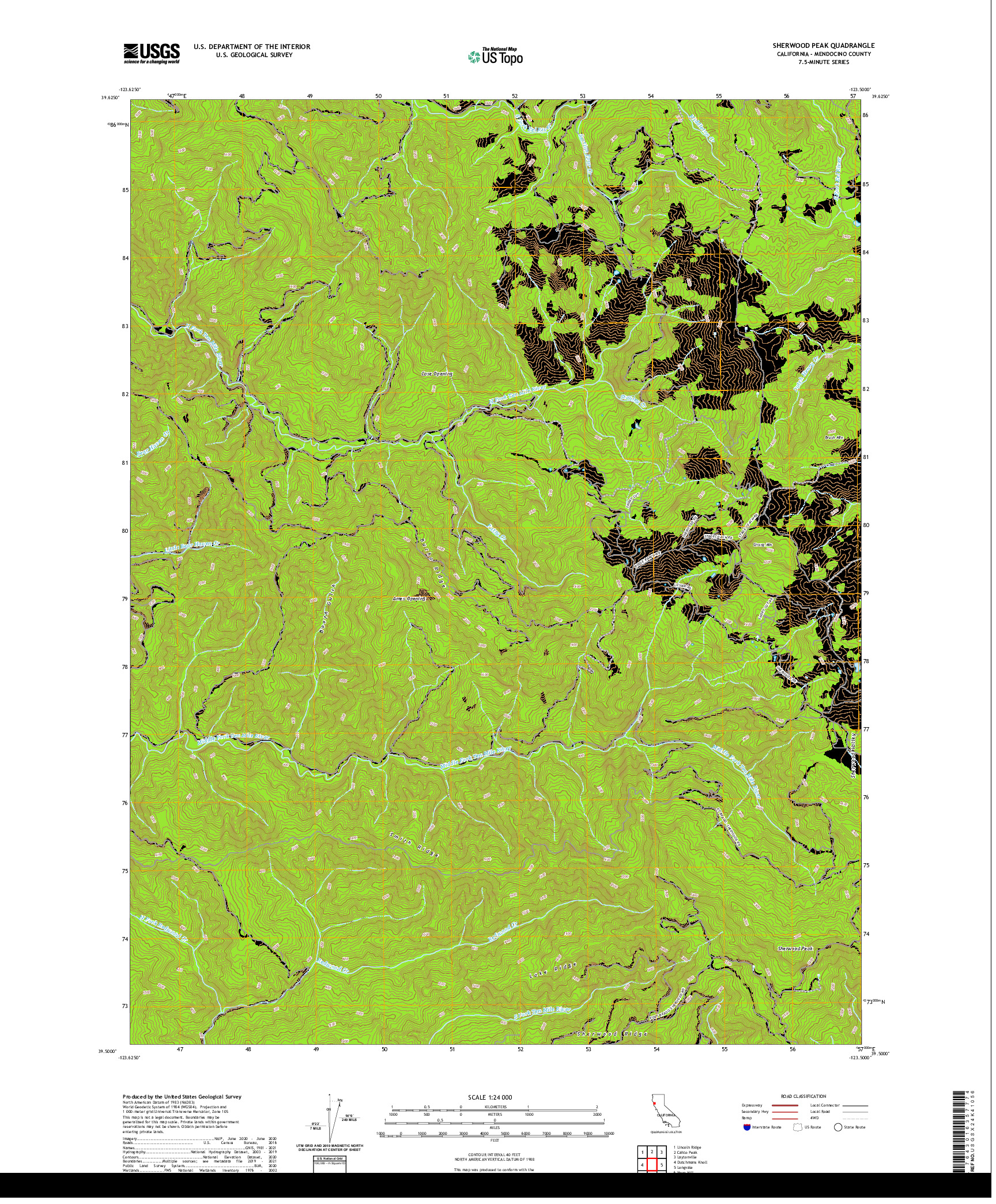 US TOPO 7.5-MINUTE MAP FOR SHERWOOD PEAK, CA